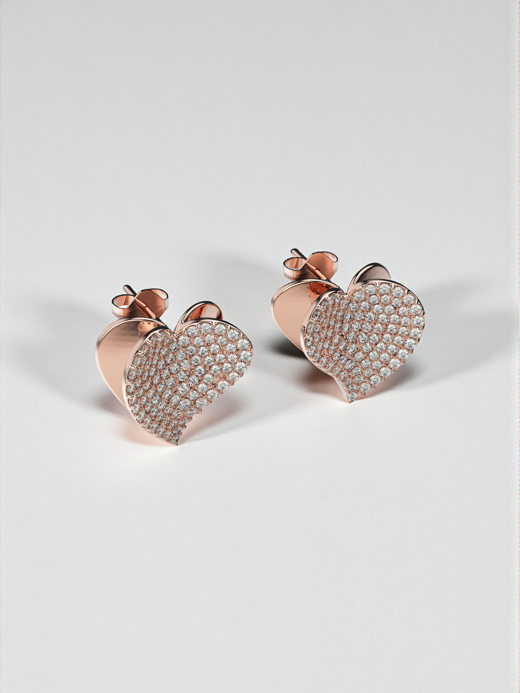 Pavé Amore Heart Stud Earrings