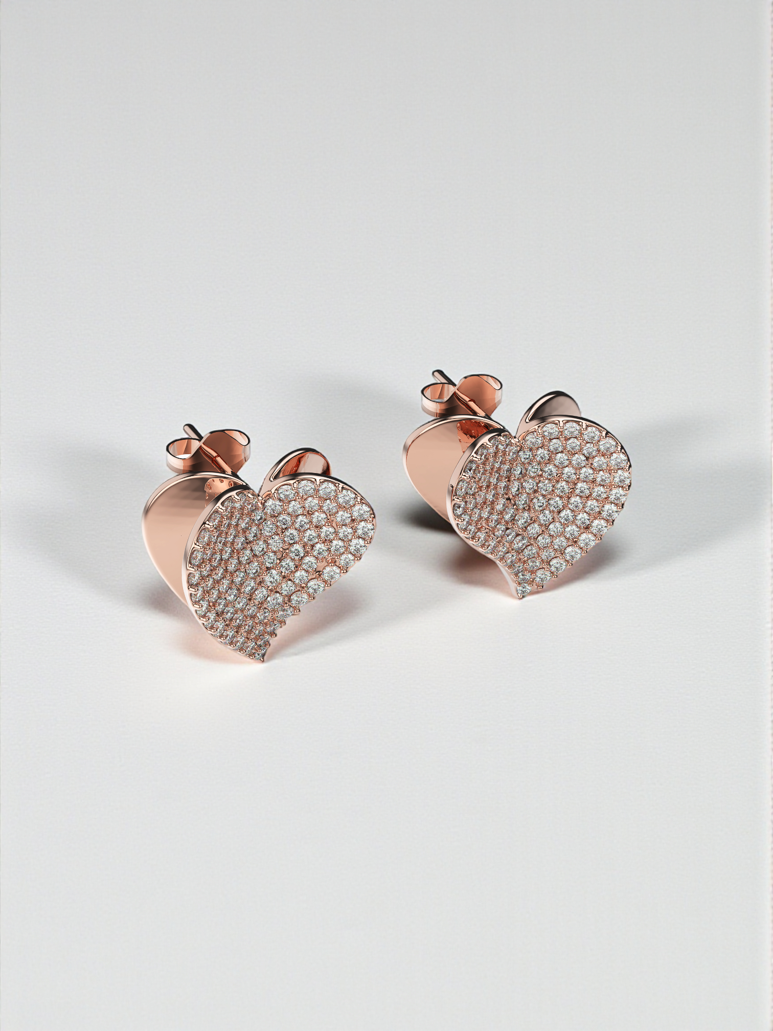 Pavé Amore Heart Stud Earrings