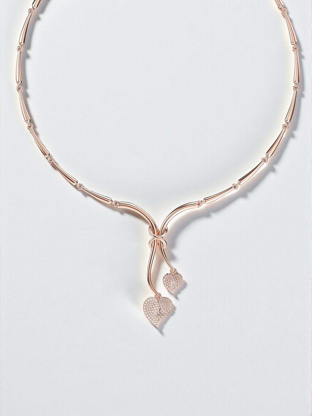 Pavé Amore Twin Heart Necklace