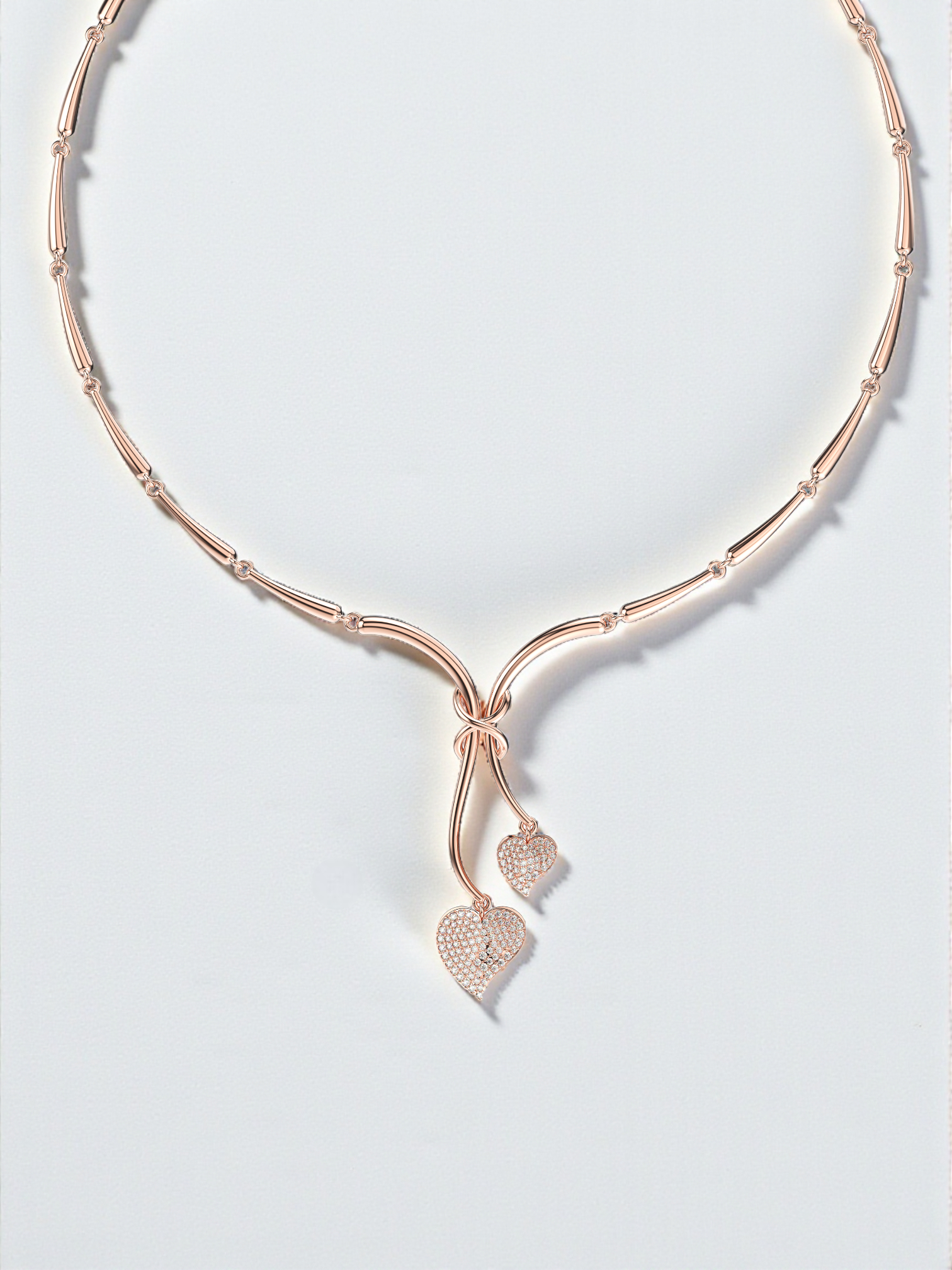 Pavé Amore Twin Heart Necklace