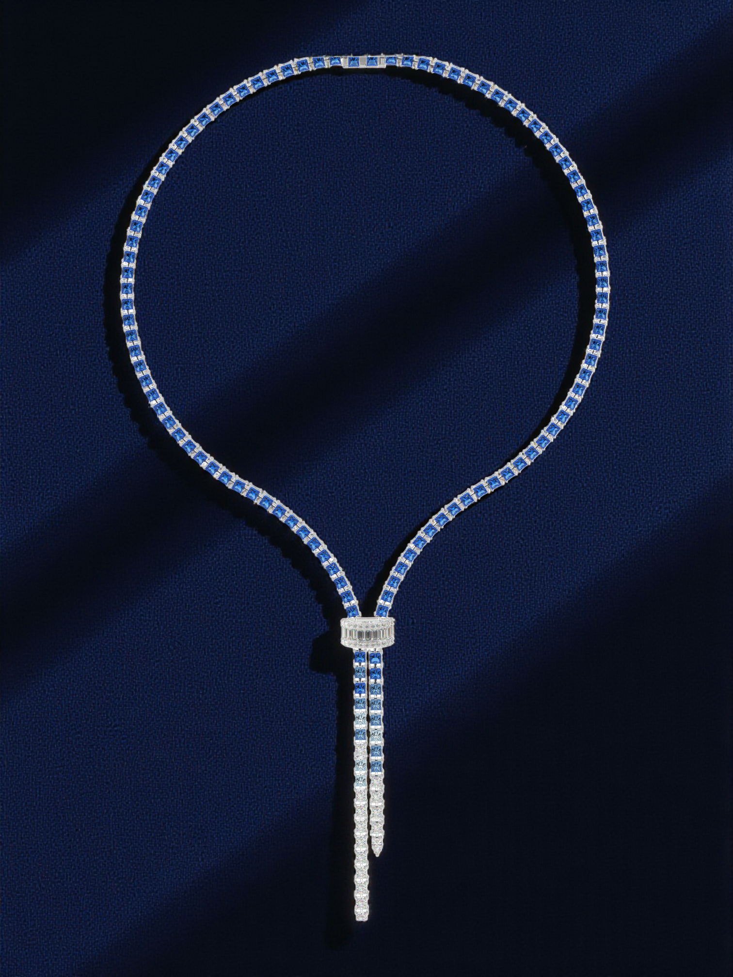 Sapphire Lariat Tennis Necklace