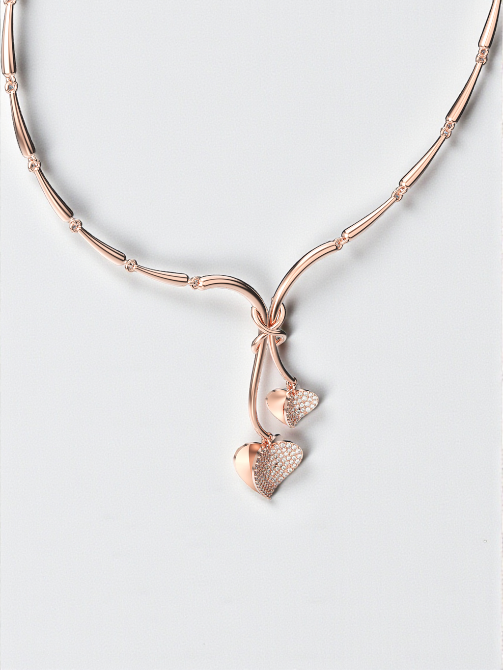 Pavé Amore Twin Heart Necklace