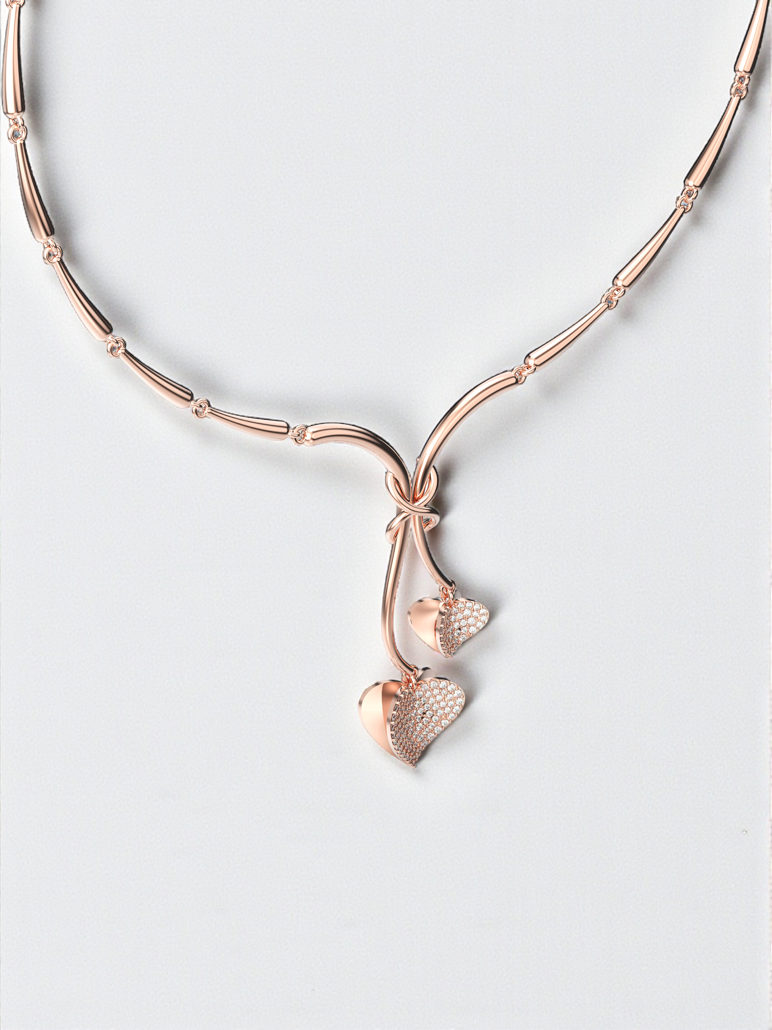 Pavé Amore Twin Heart Necklace