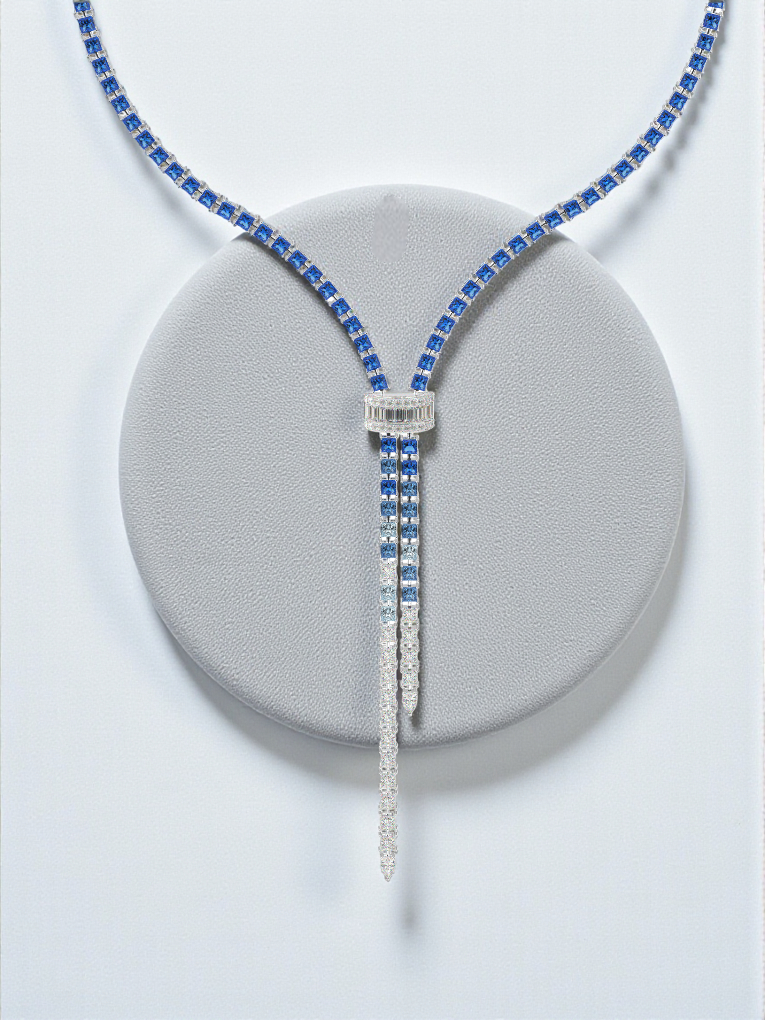 Sapphire Lariat Tennis Necklace