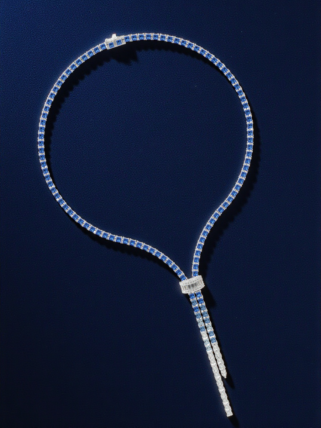 Sapphire Lariat Tennis Necklace