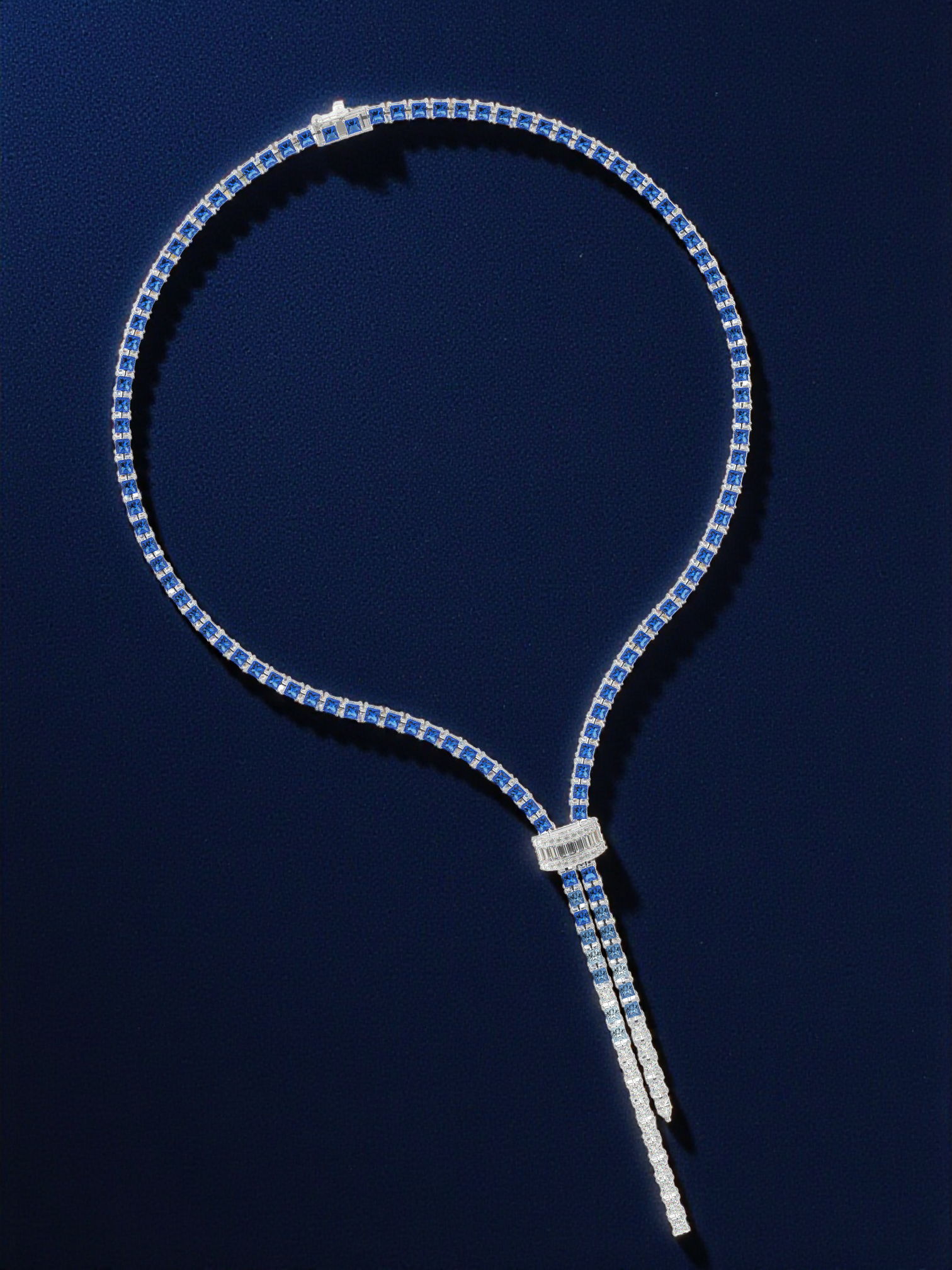 Sapphire Lariat Tennis Necklace