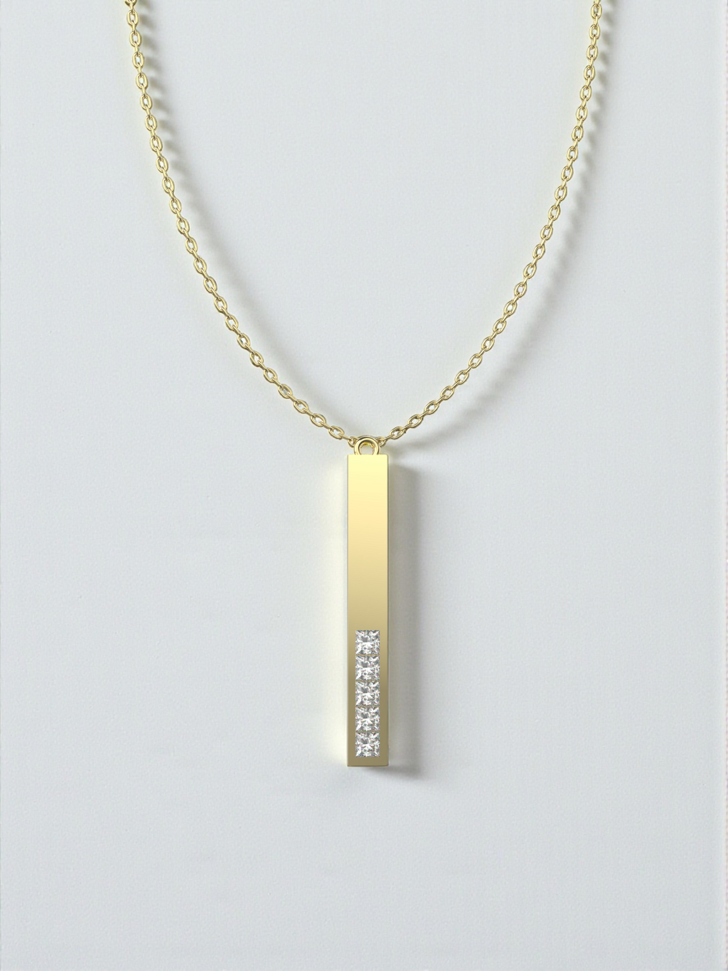 Diamond Bar Pendant Without Chain