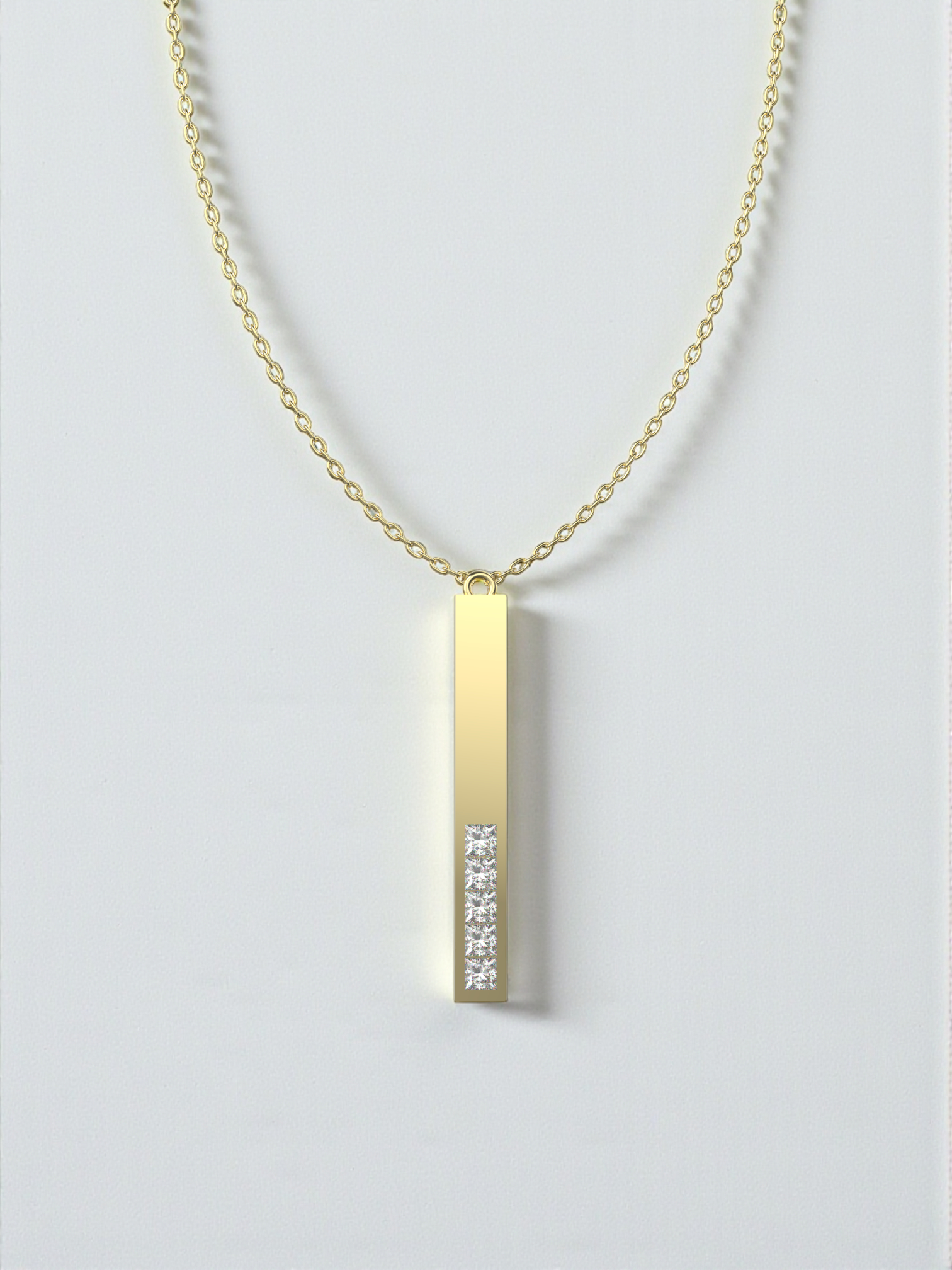 Diamond Bar Pendant Without Chain