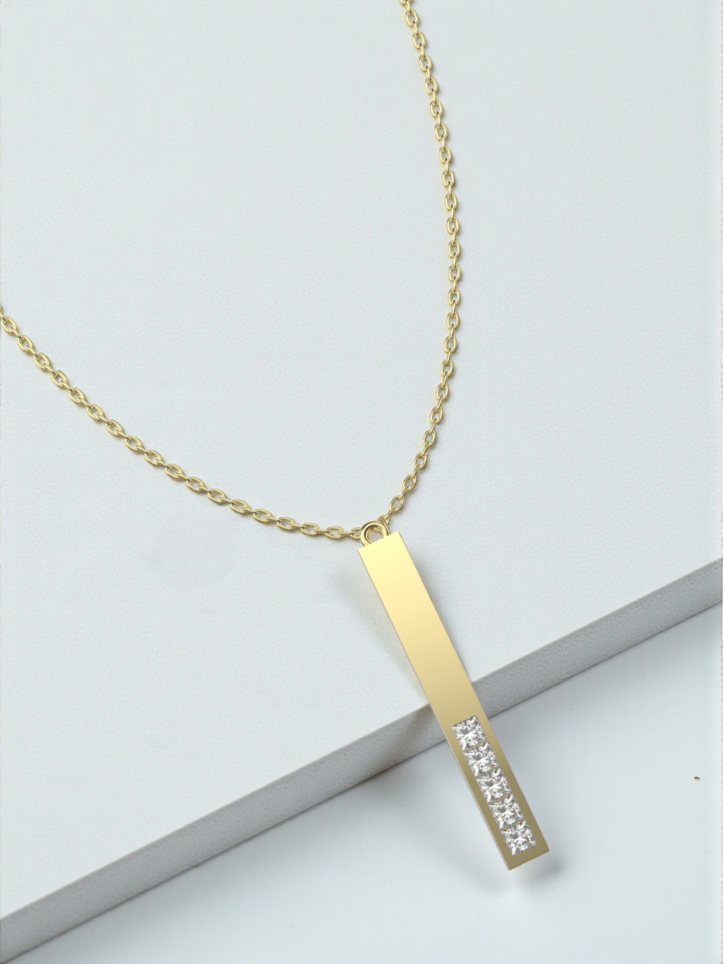 Diamond Bar Pendant Without Chain