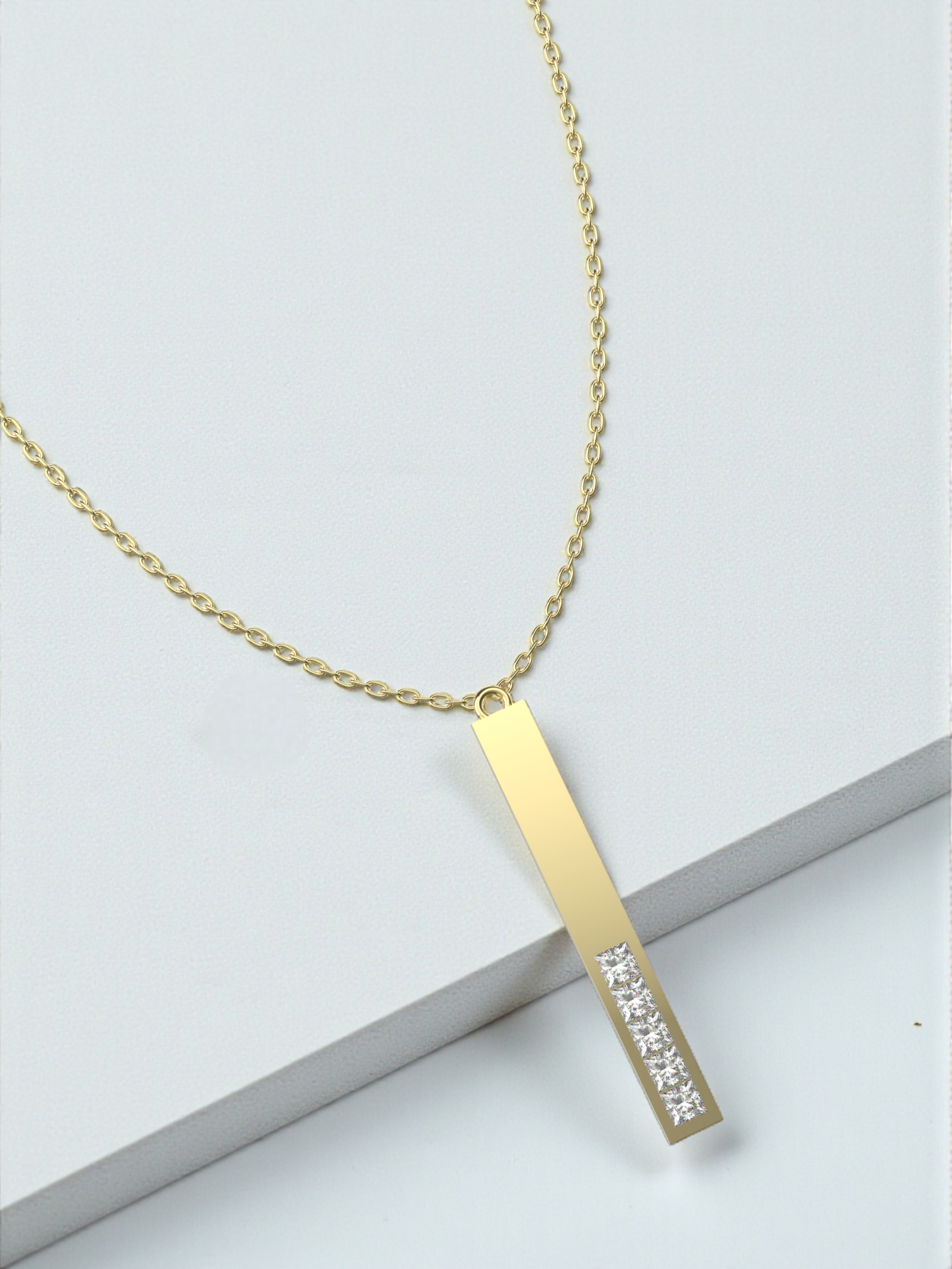 Diamond Bar Pendant Without Chain
