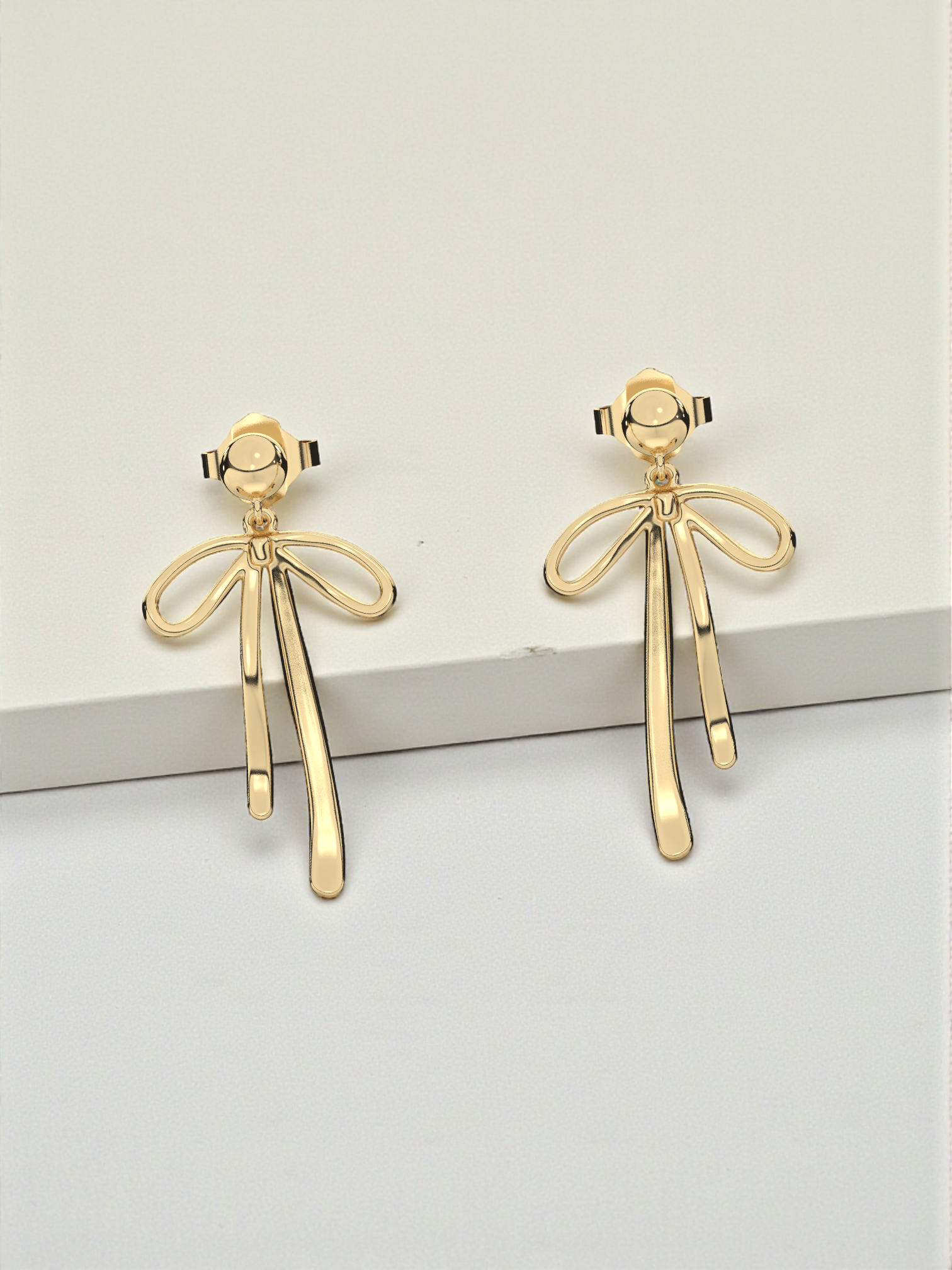 Golden Bow Drop Earrings
