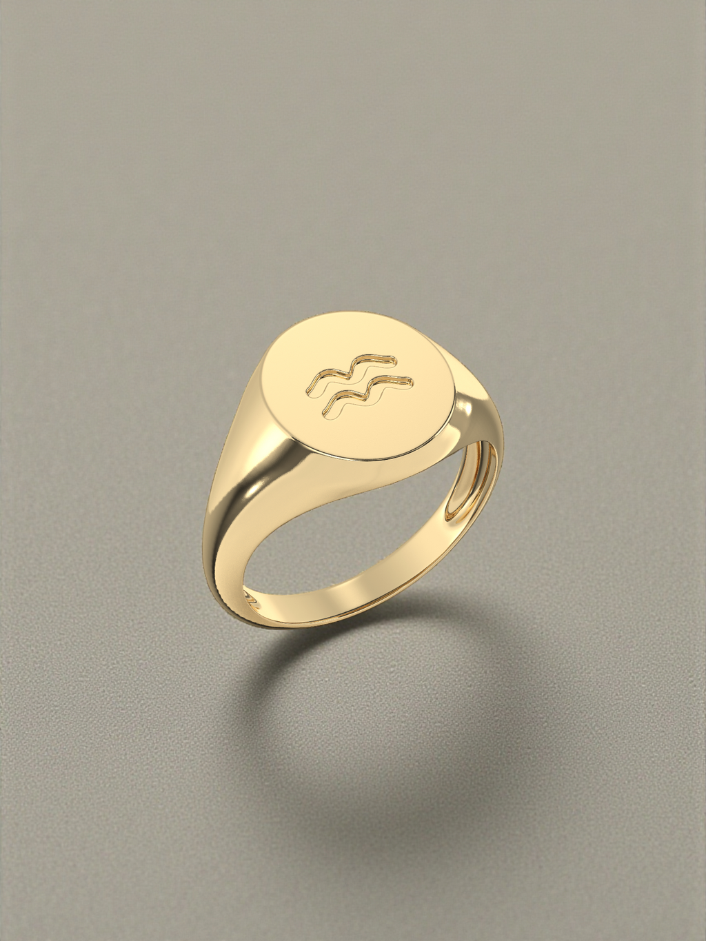 Aquarius Zodiac Signet Ring