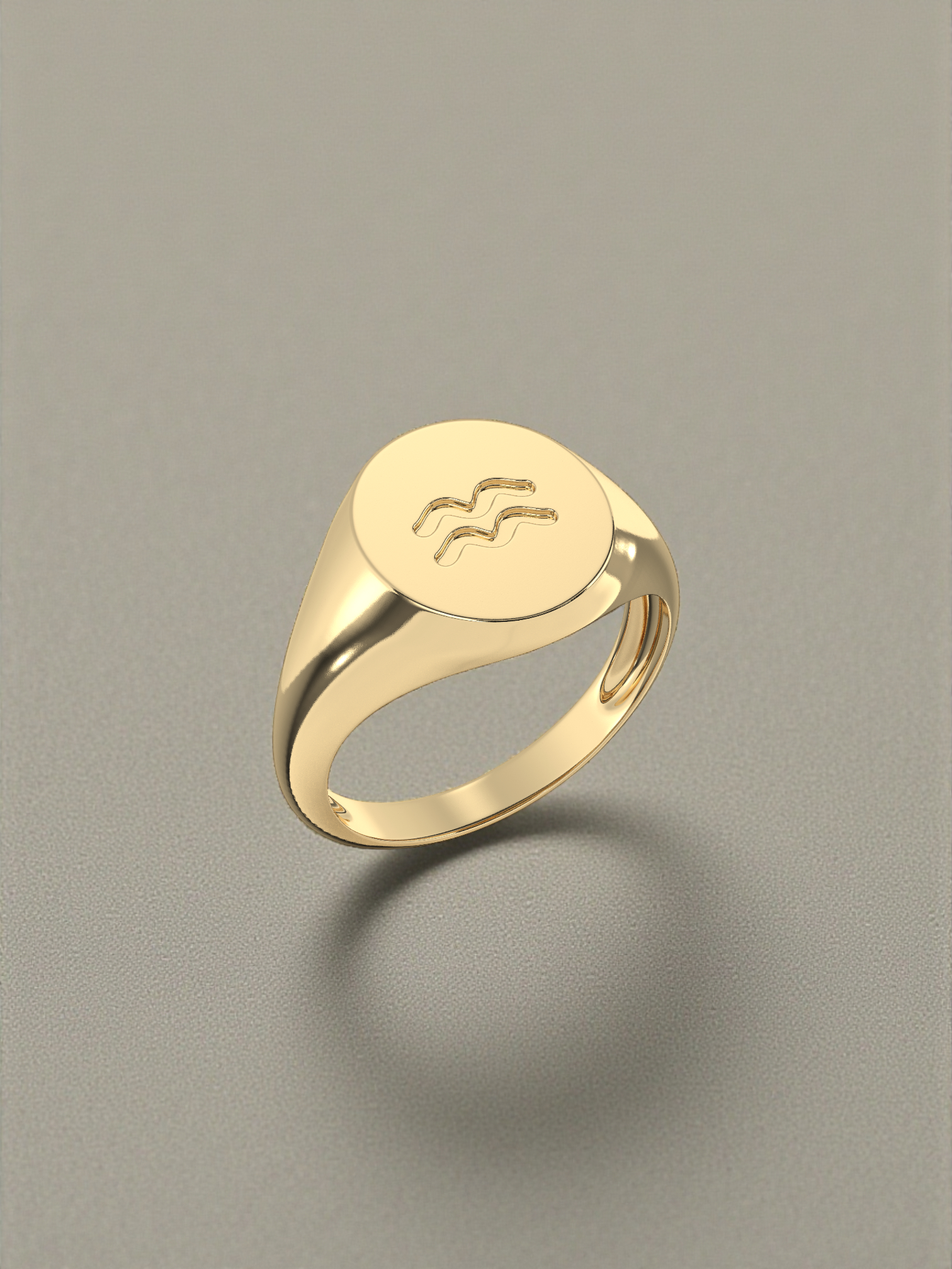 Aquarius Zodiac Signet Ring