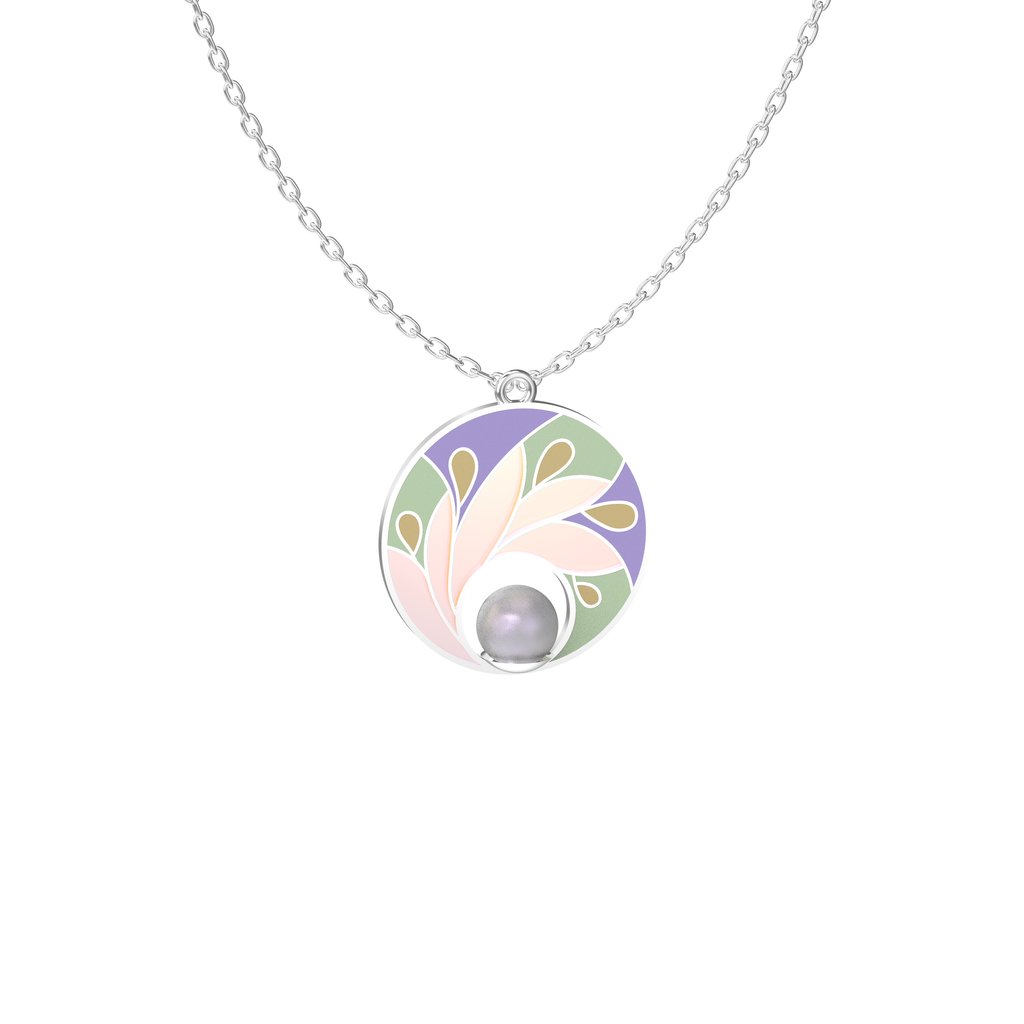 Pastel Bloom Enamel Pearl Pendant Necklace