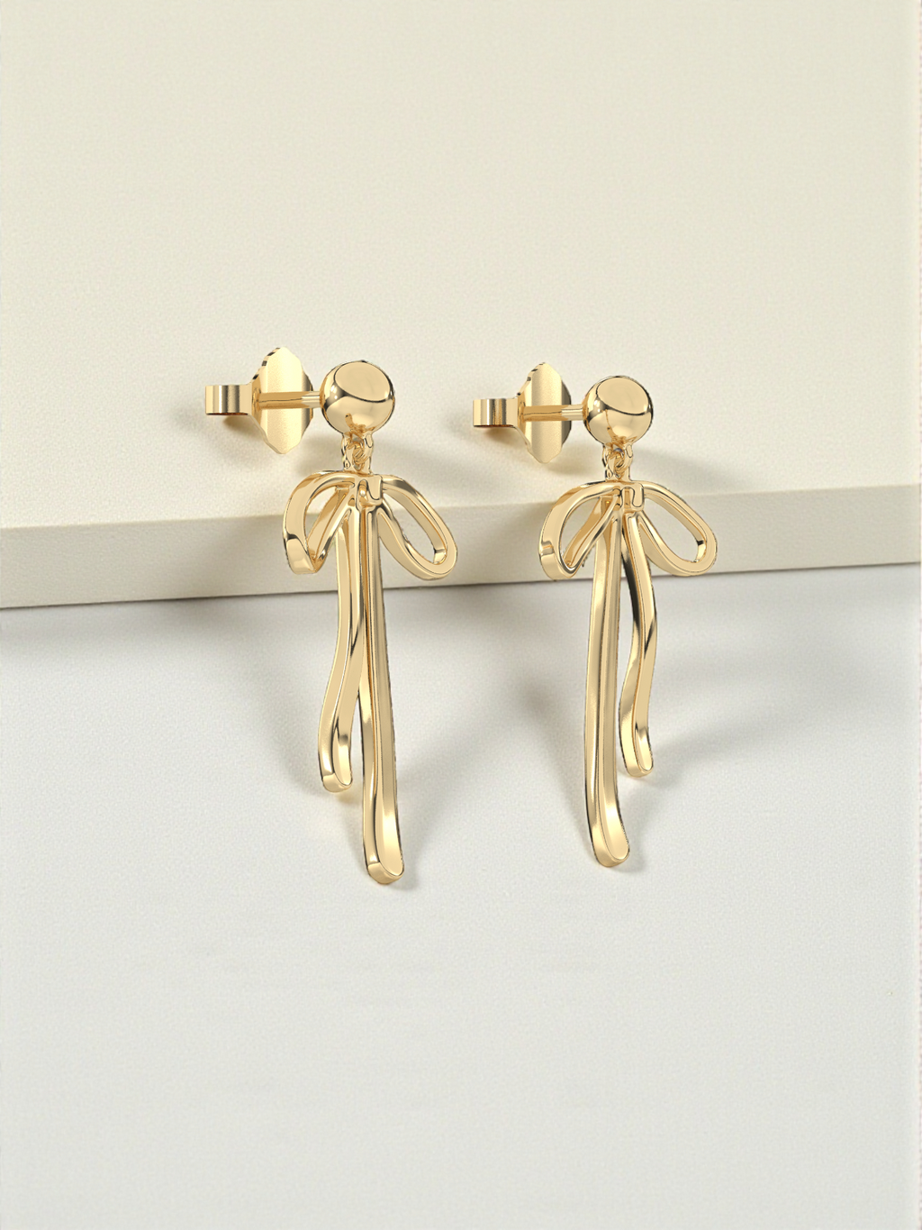 Golden Bow Drop Earrings