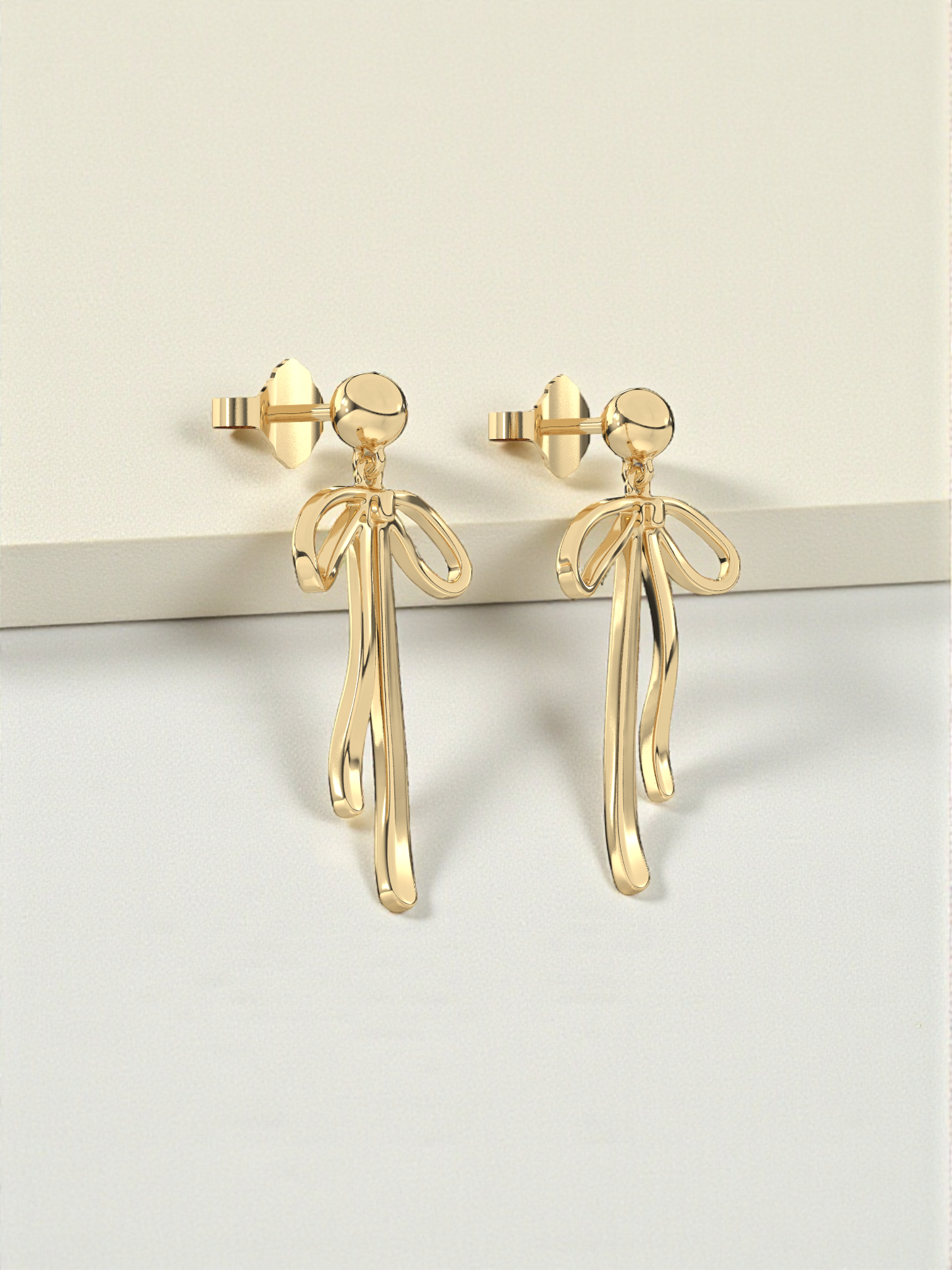 Golden Bow Drop Earrings