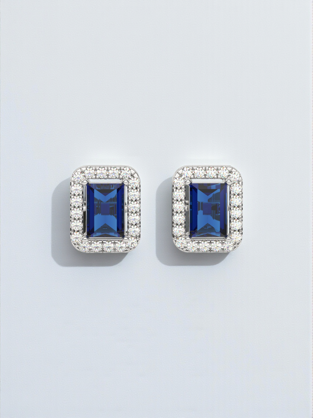 Sapphire Diamond Halo Stud Earrings