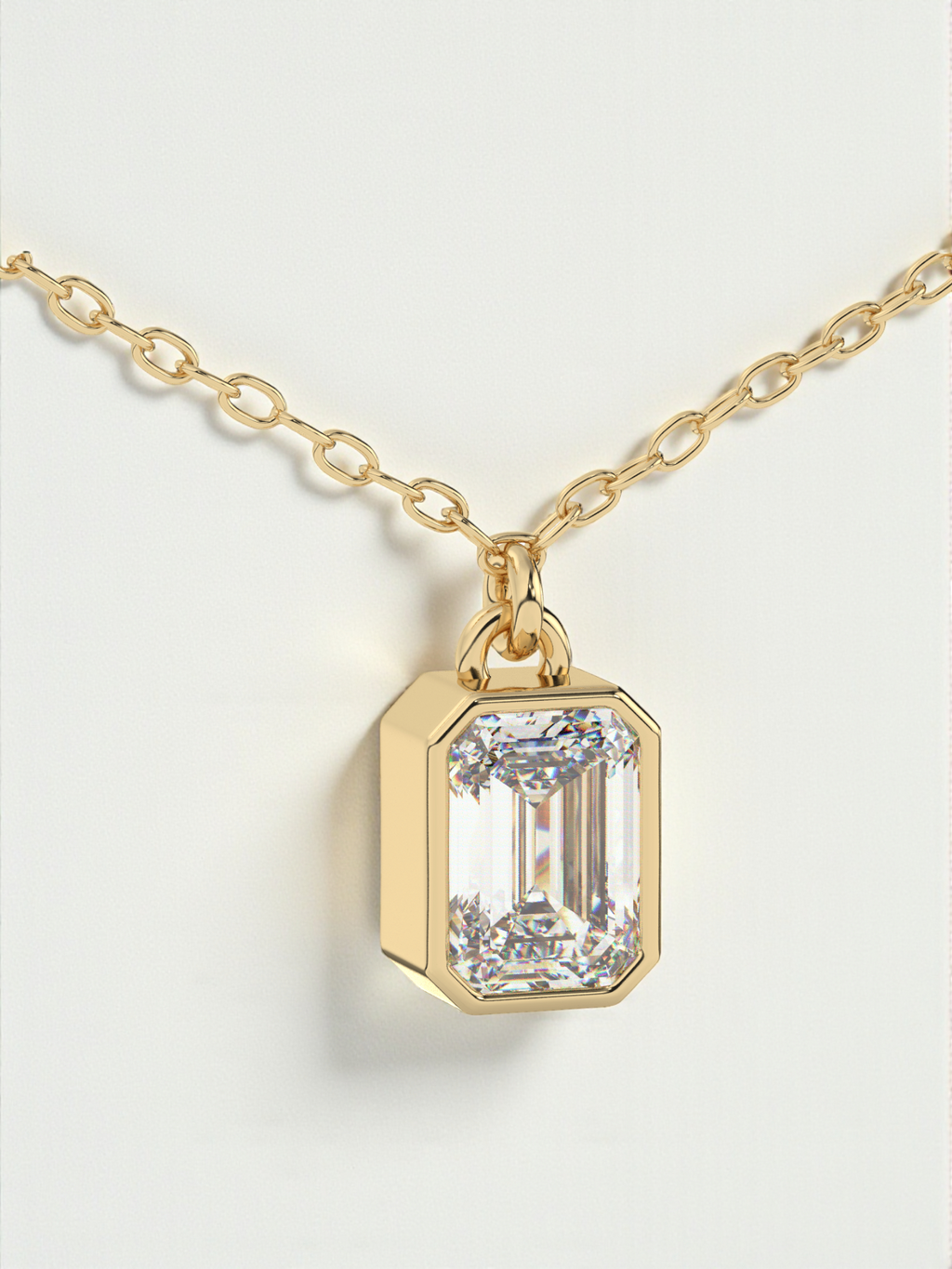 Emerald Cut Solitaire Pendant with Chain