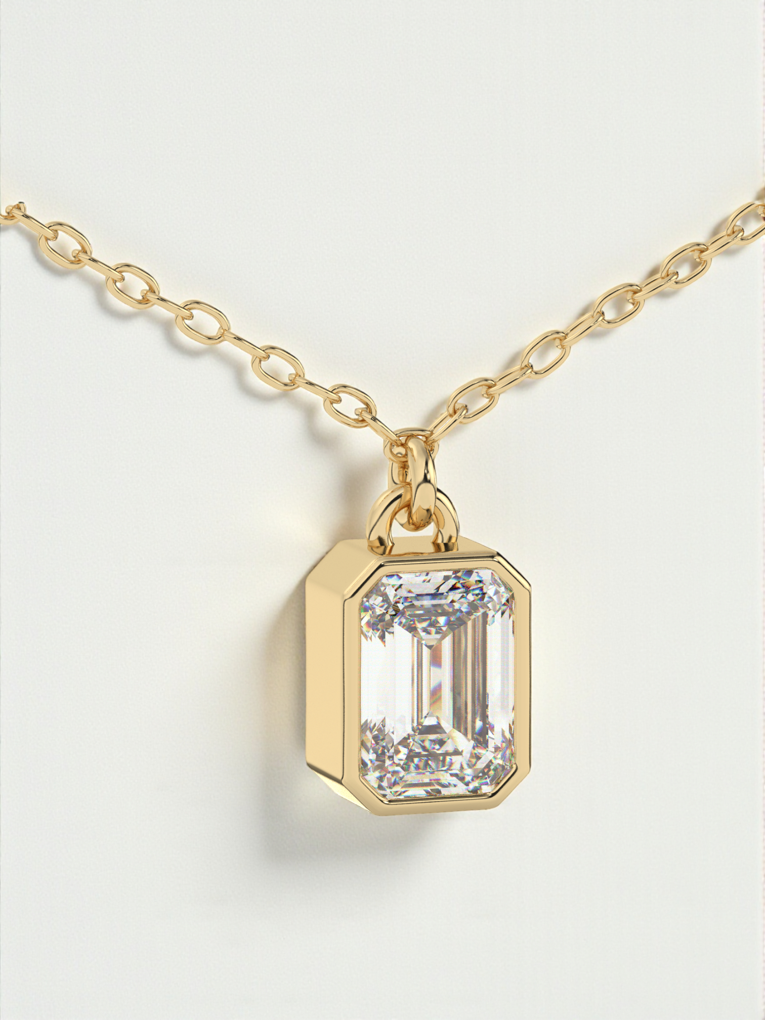 Emerald Cut Solitaire Pendant with Chain