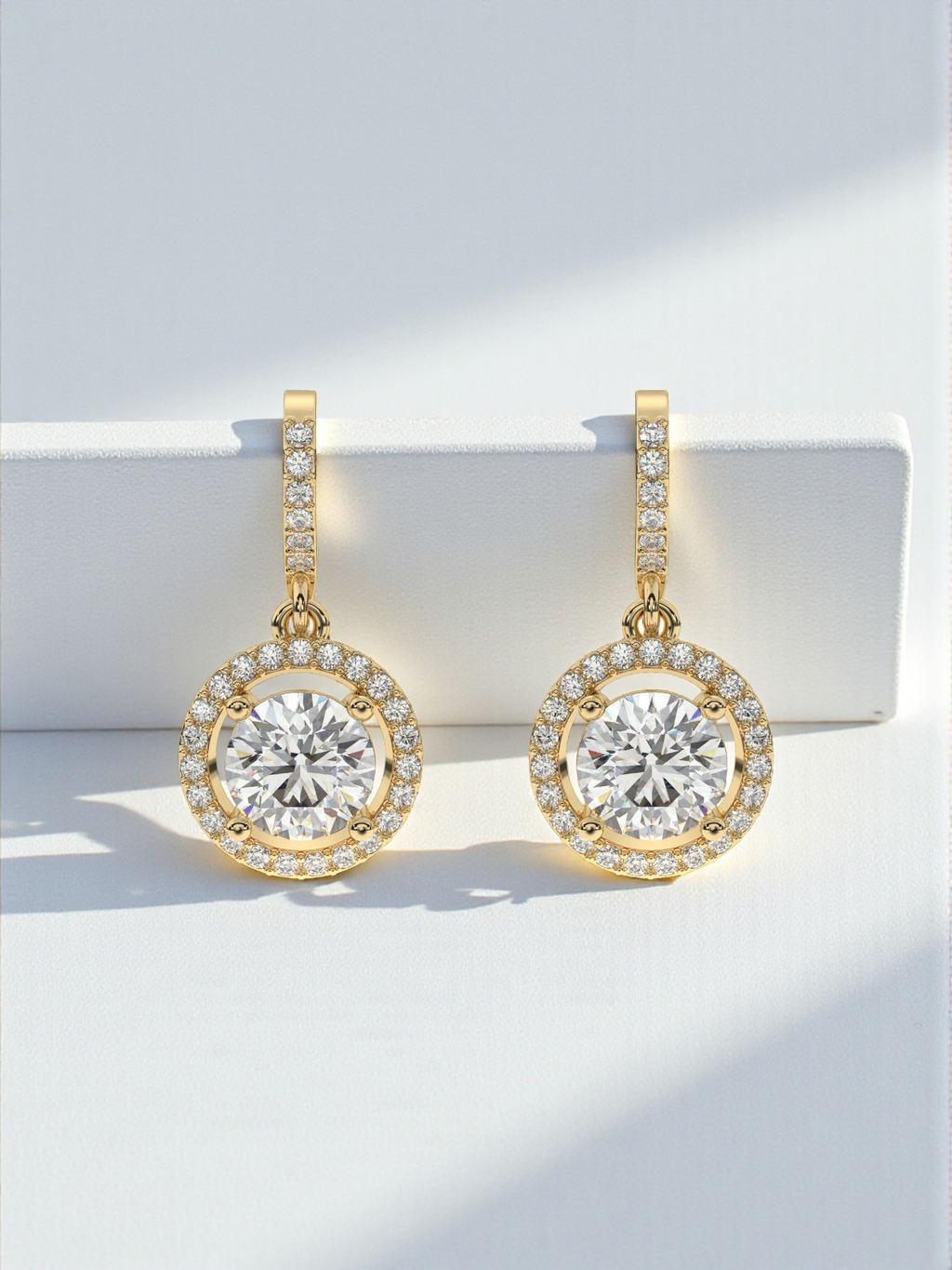 Solitaire Diamond Halo Bali Earrings