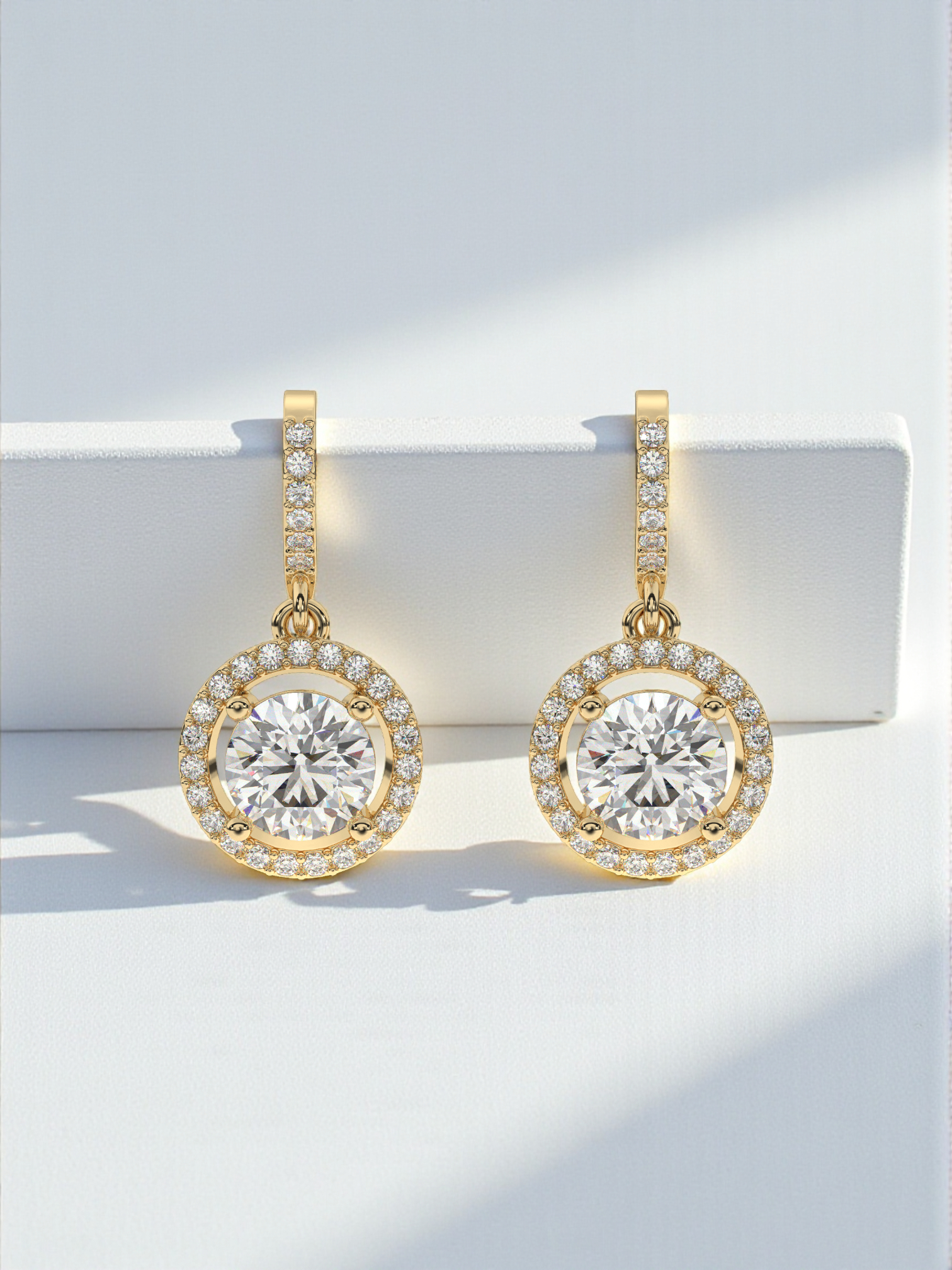 Solitaire Diamond Halo Bali Earrings