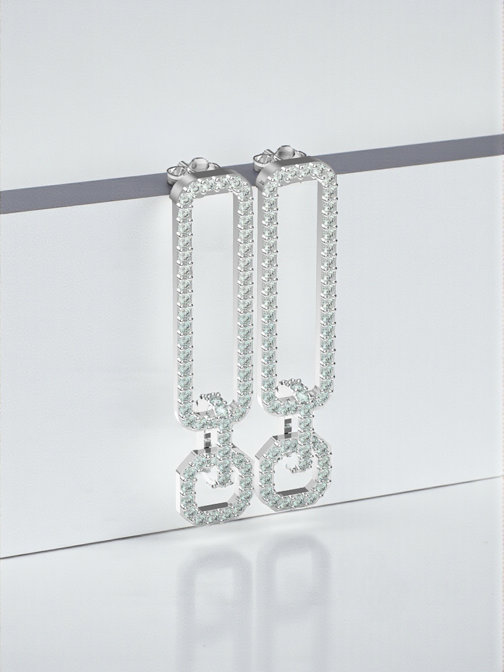 Diamond Link Drop Earrings