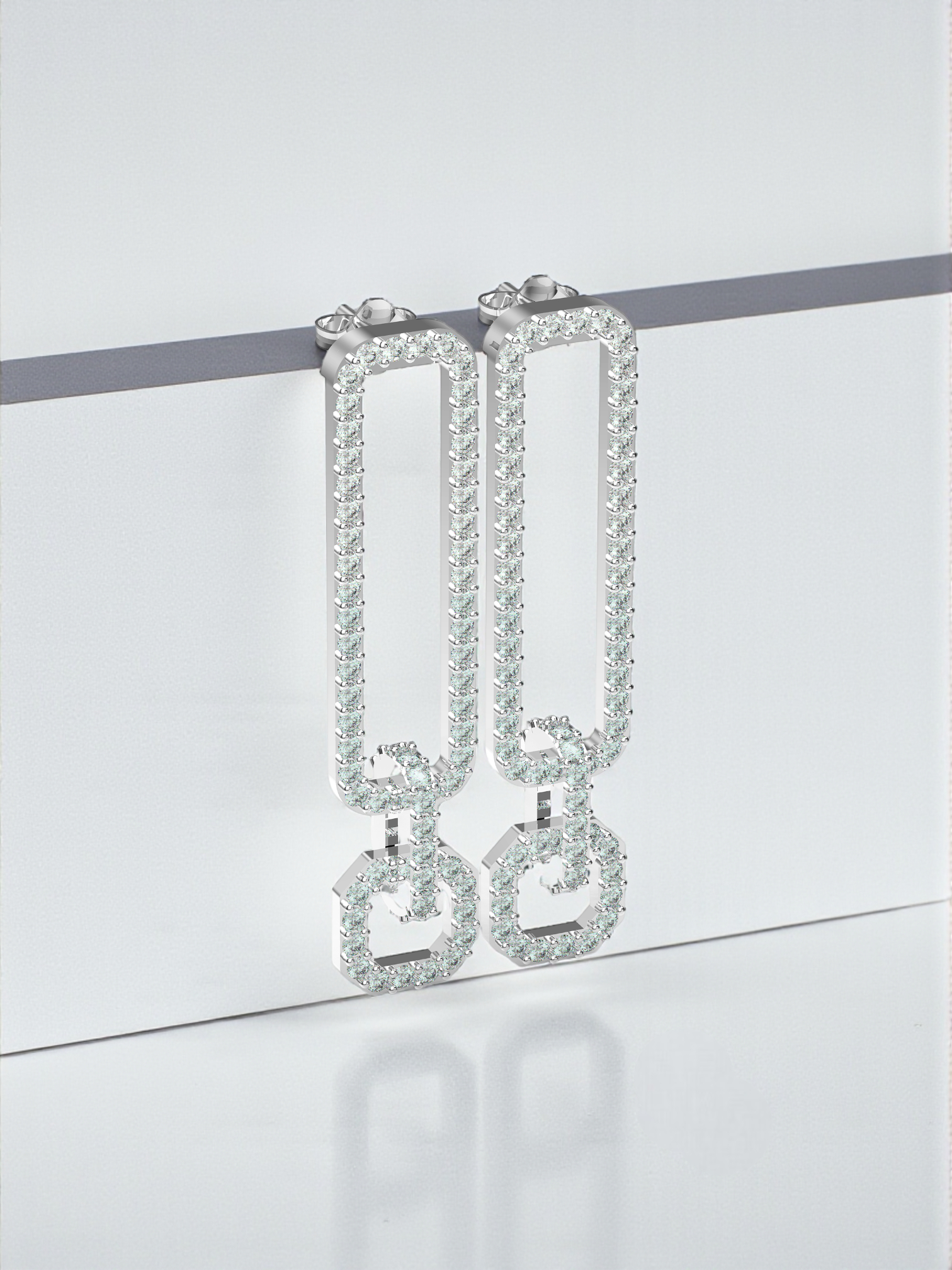 Diamond Link Drop Earrings