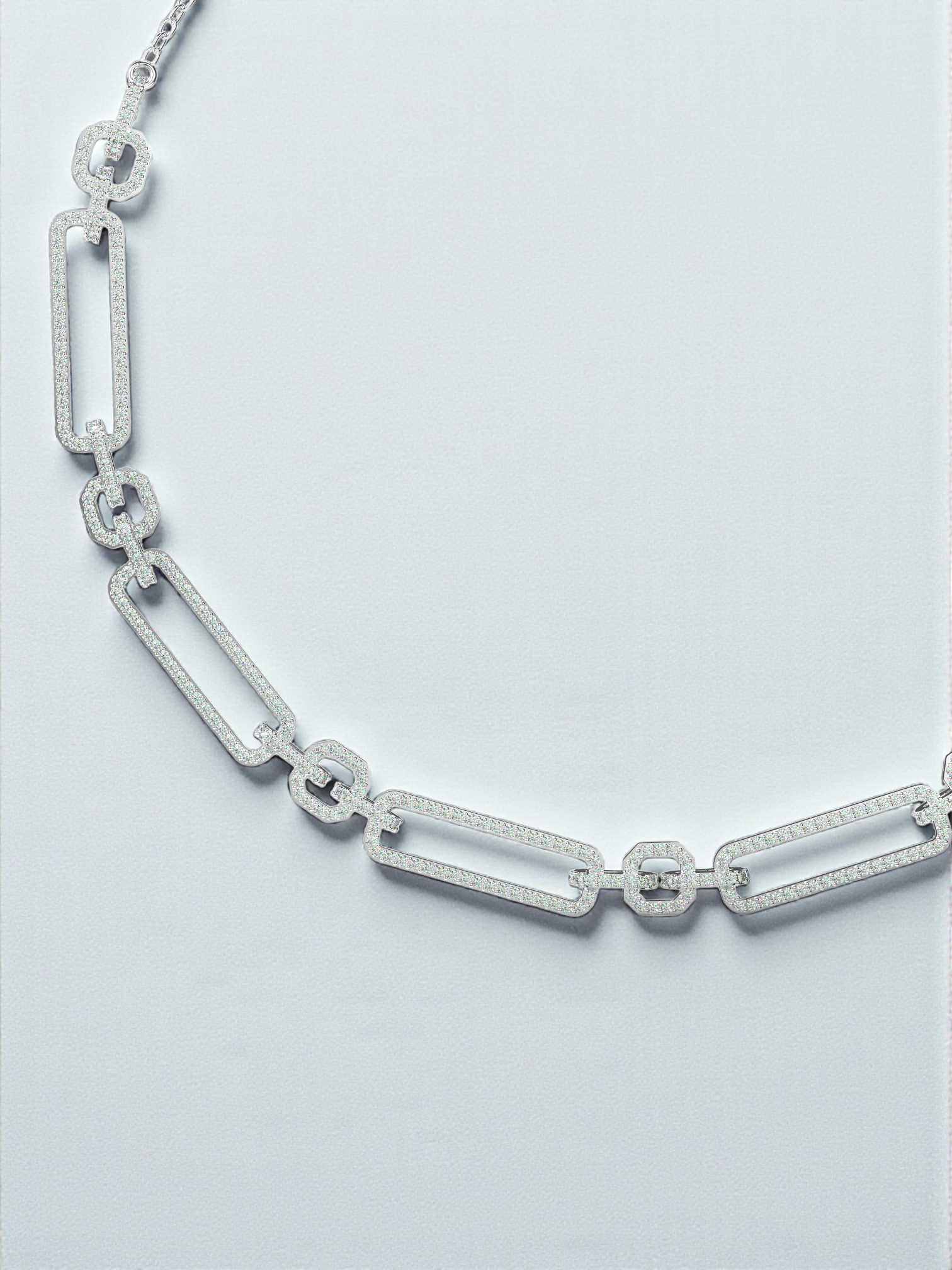 Geometric Diamond Link Necklace