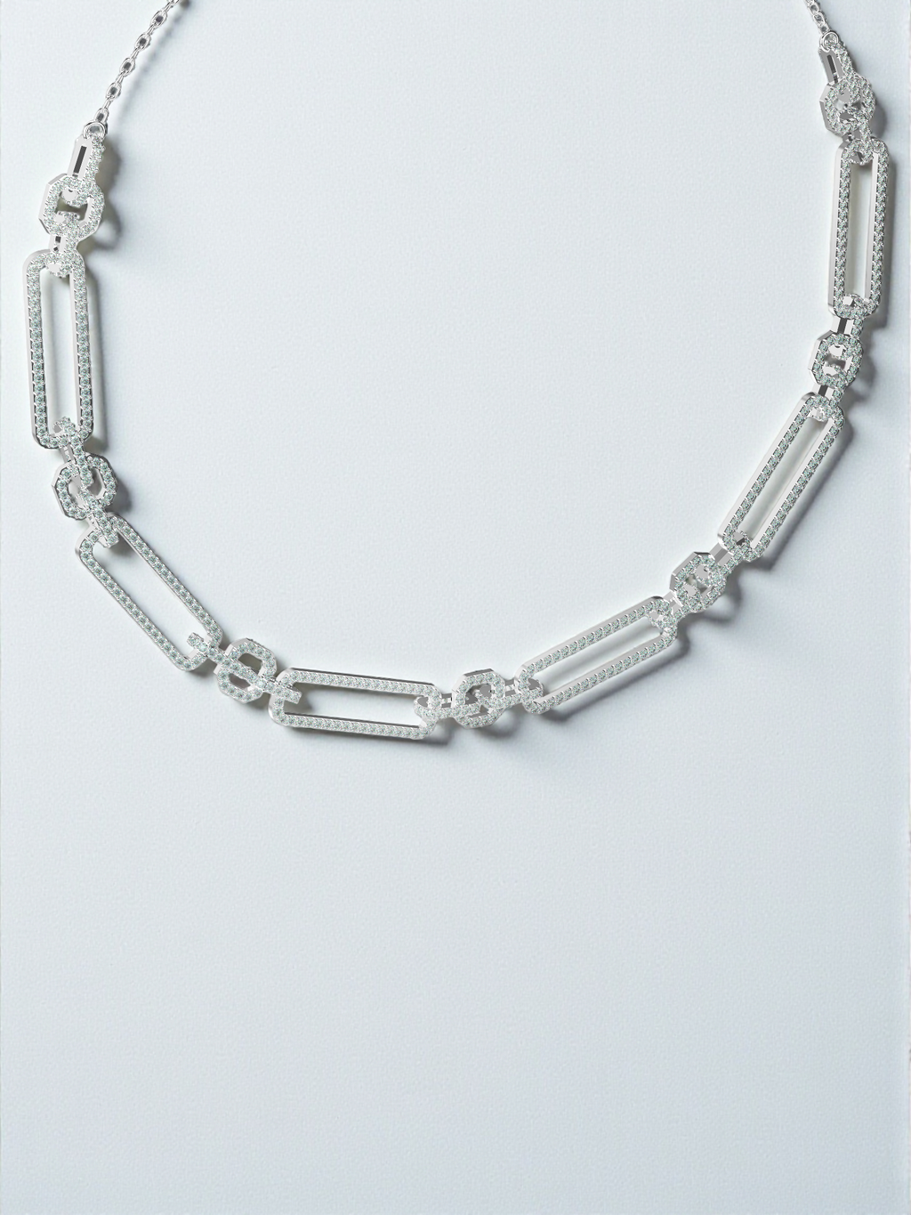 Geometric Diamond Link Necklace