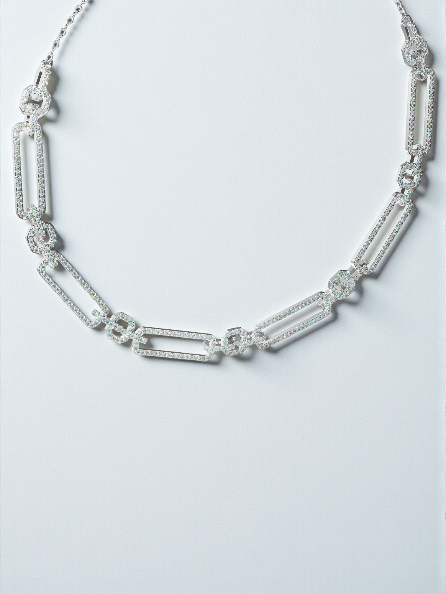 Geometric Diamond Link Necklace