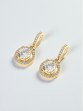 Solitaire Diamond Halo Bali Earrings