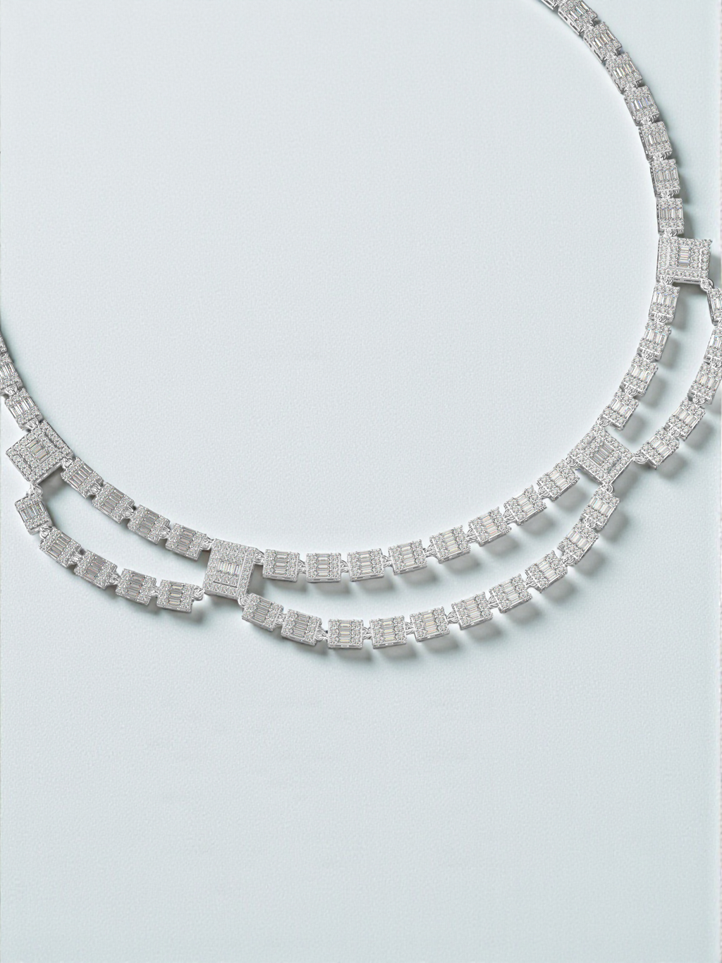 Imperial Baguette Diamond Layered Statement Necklace