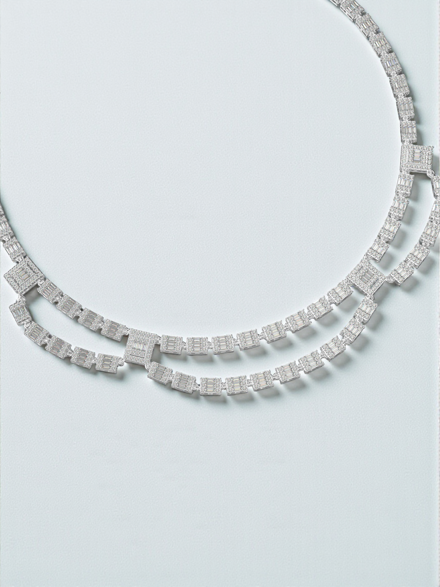 Imperial Baguette Diamond Layered Statement Necklace