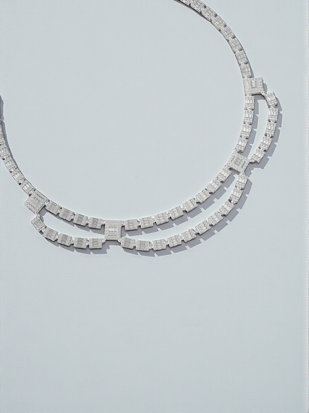 Imperial Baguette Diamond Layered Statement Necklace