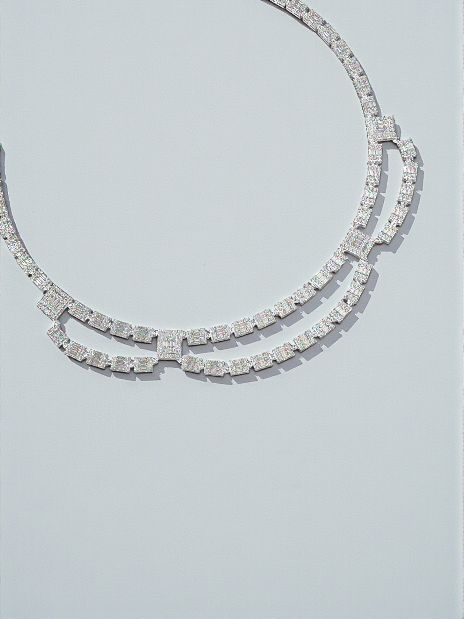 Imperial Baguette Diamond Layered Statement Necklace