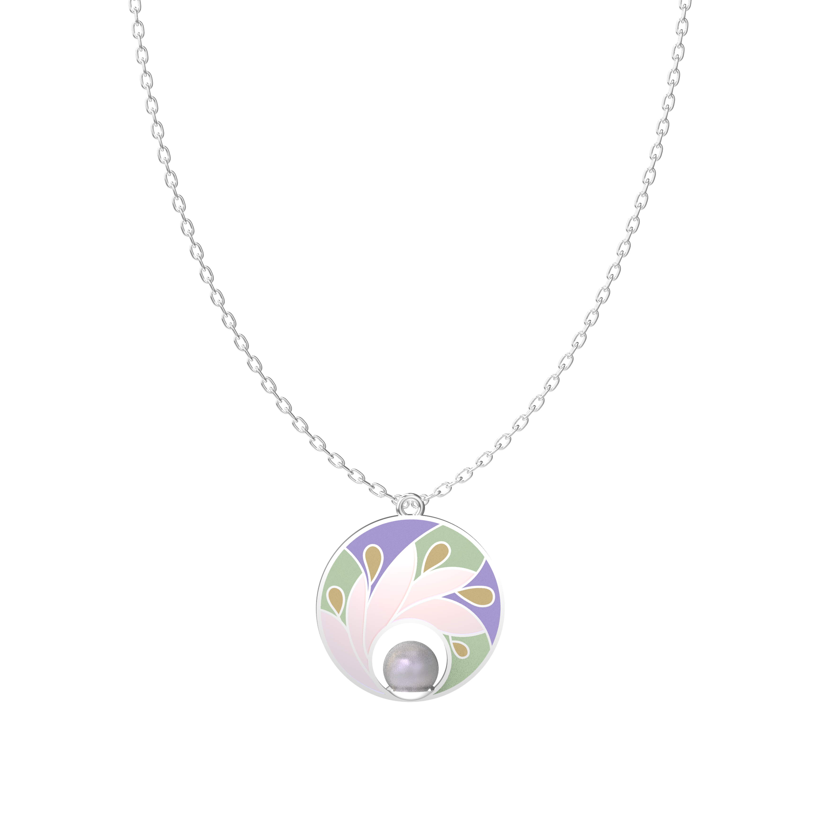 Pastel Bloom Enamel Pearl Pendant Necklace