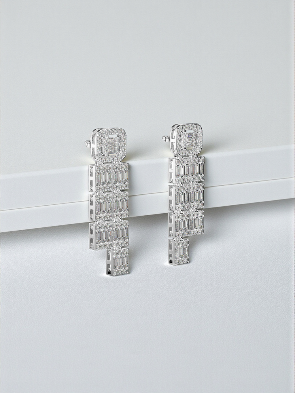 Imperial Baguette Diamond Statement Drop Earrings