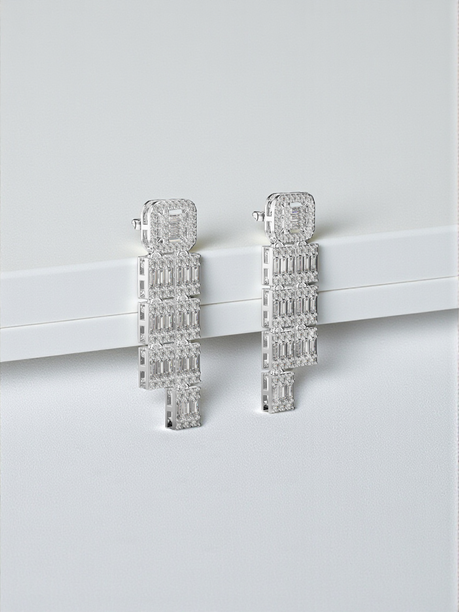 Imperial Baguette Diamond Statement Drop Earrings