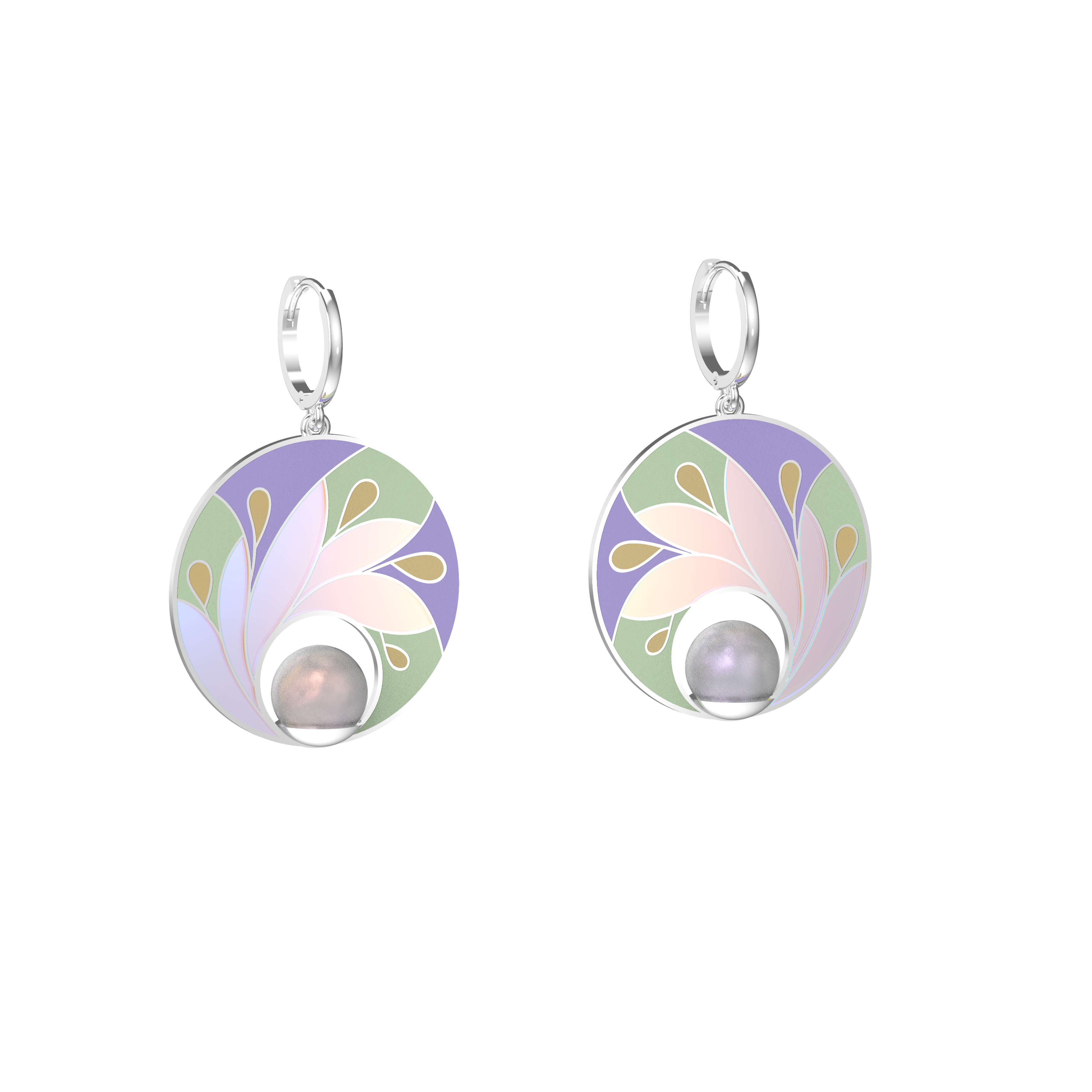 Pastel Bloom Enamel Pearl Drop Earrings