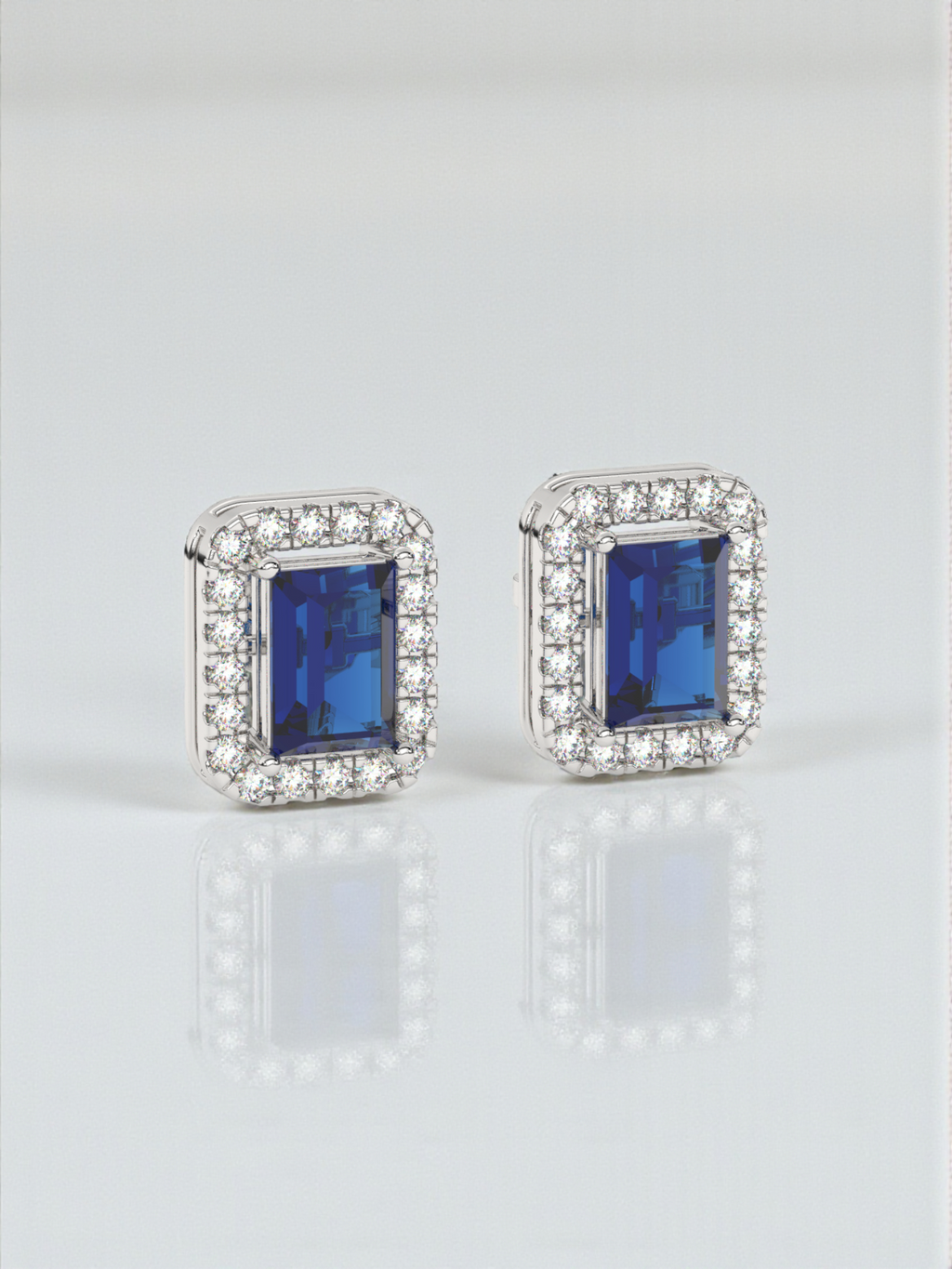 Sapphire Diamond Halo Stud Earrings