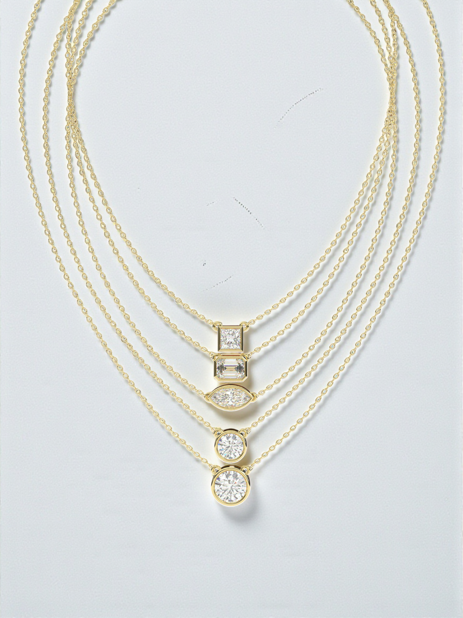 Luxe Multi-Shape Solitaire Layered Necklace