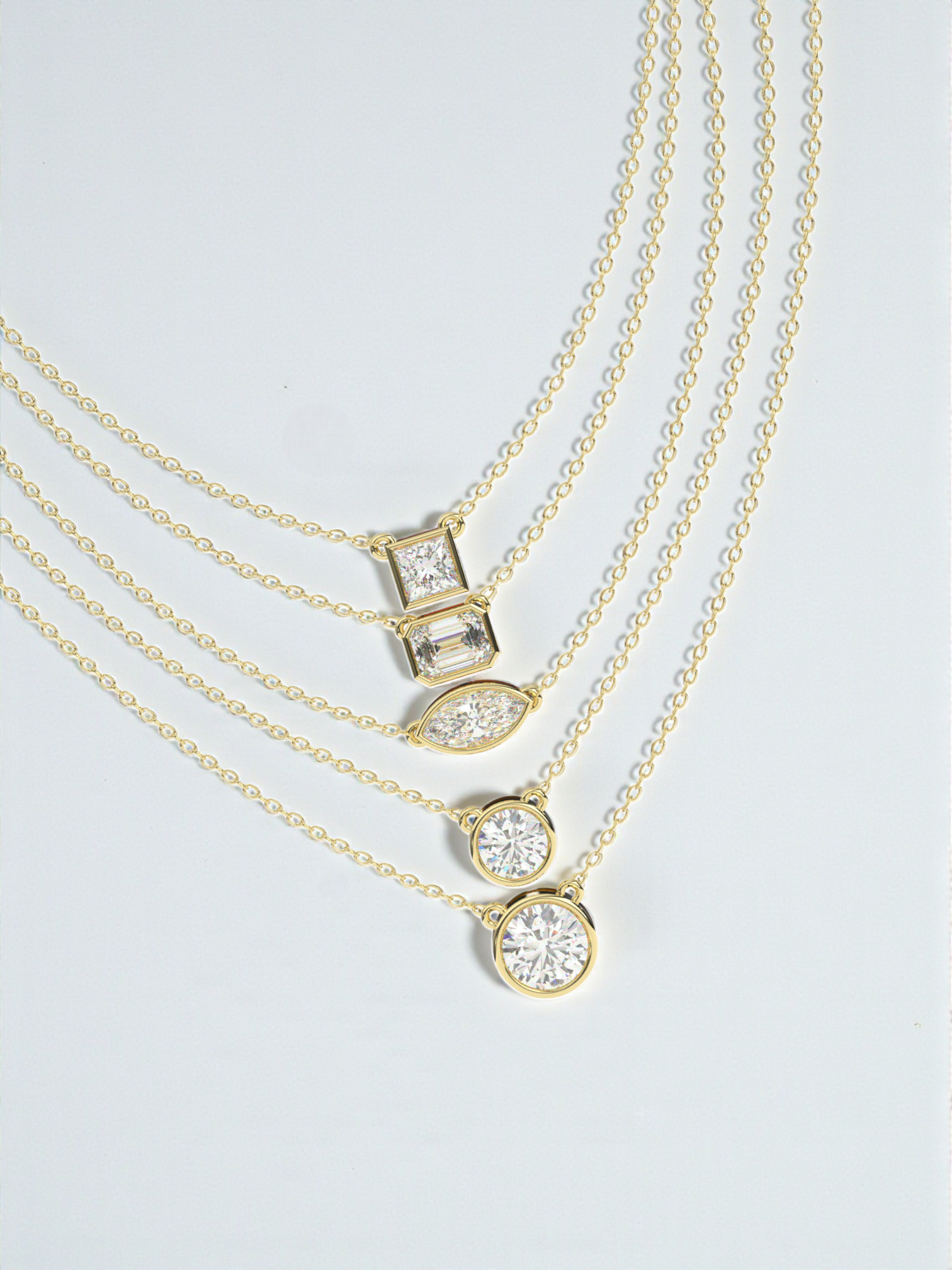 Luxe Multi-Shape Solitaire Layered Necklace