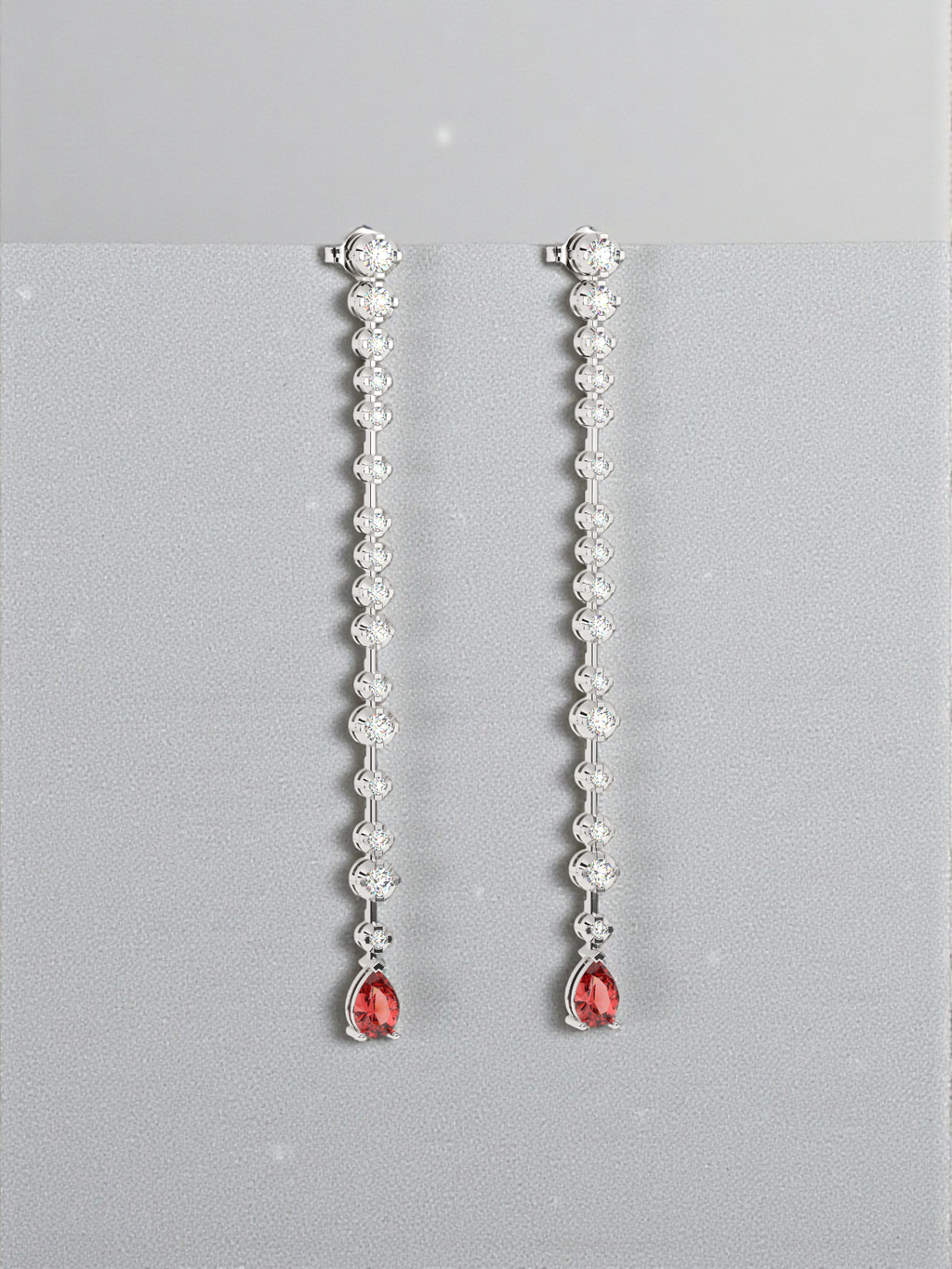 Diamond Strand Ruby Drop Earring
