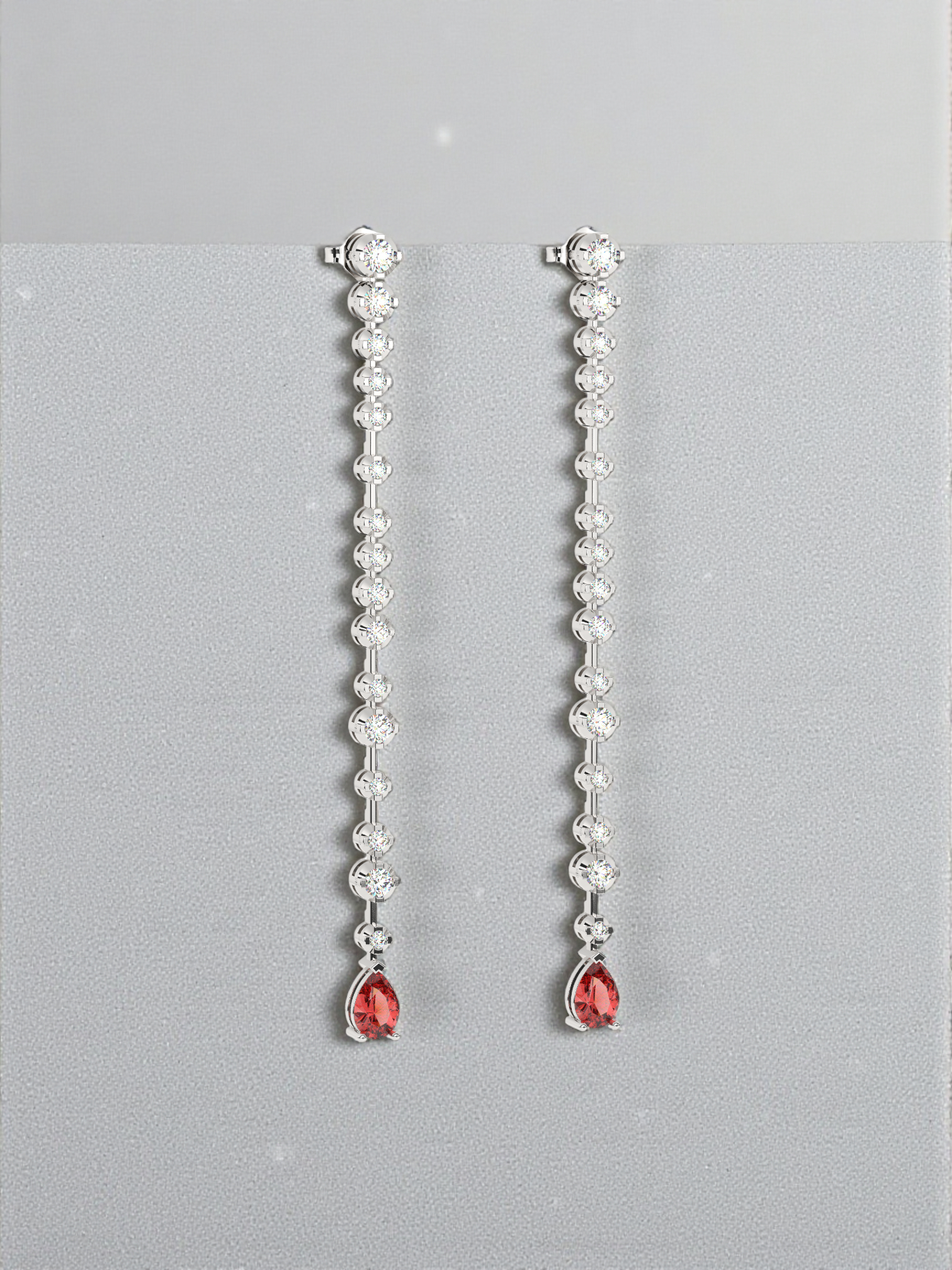 Diamond Strand Ruby Drop Earring