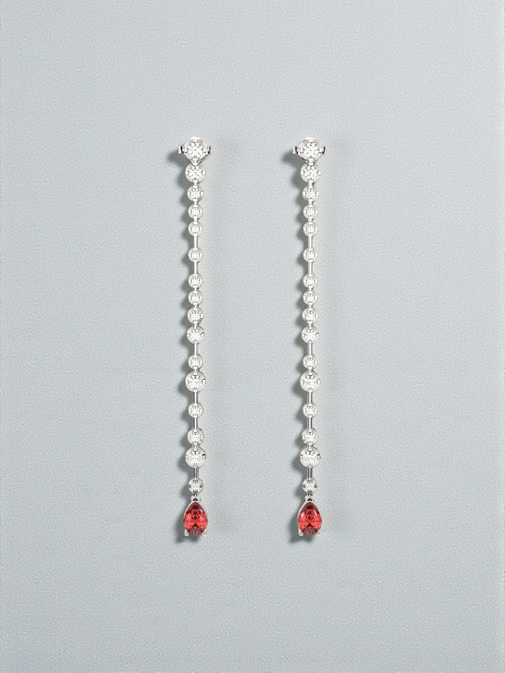 Diamond Strand Ruby Drop Earring