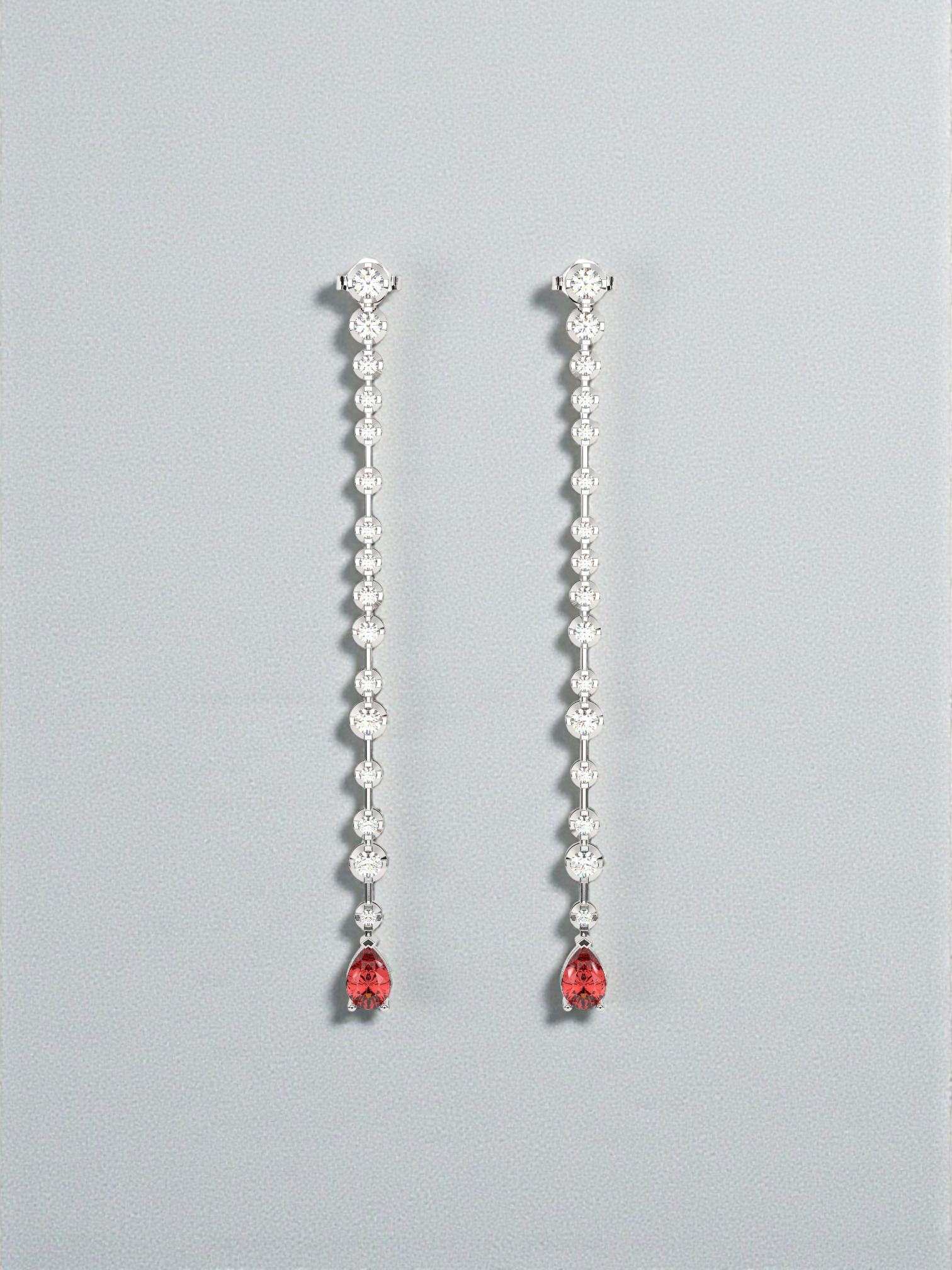 Diamond Strand Ruby Drop Earring