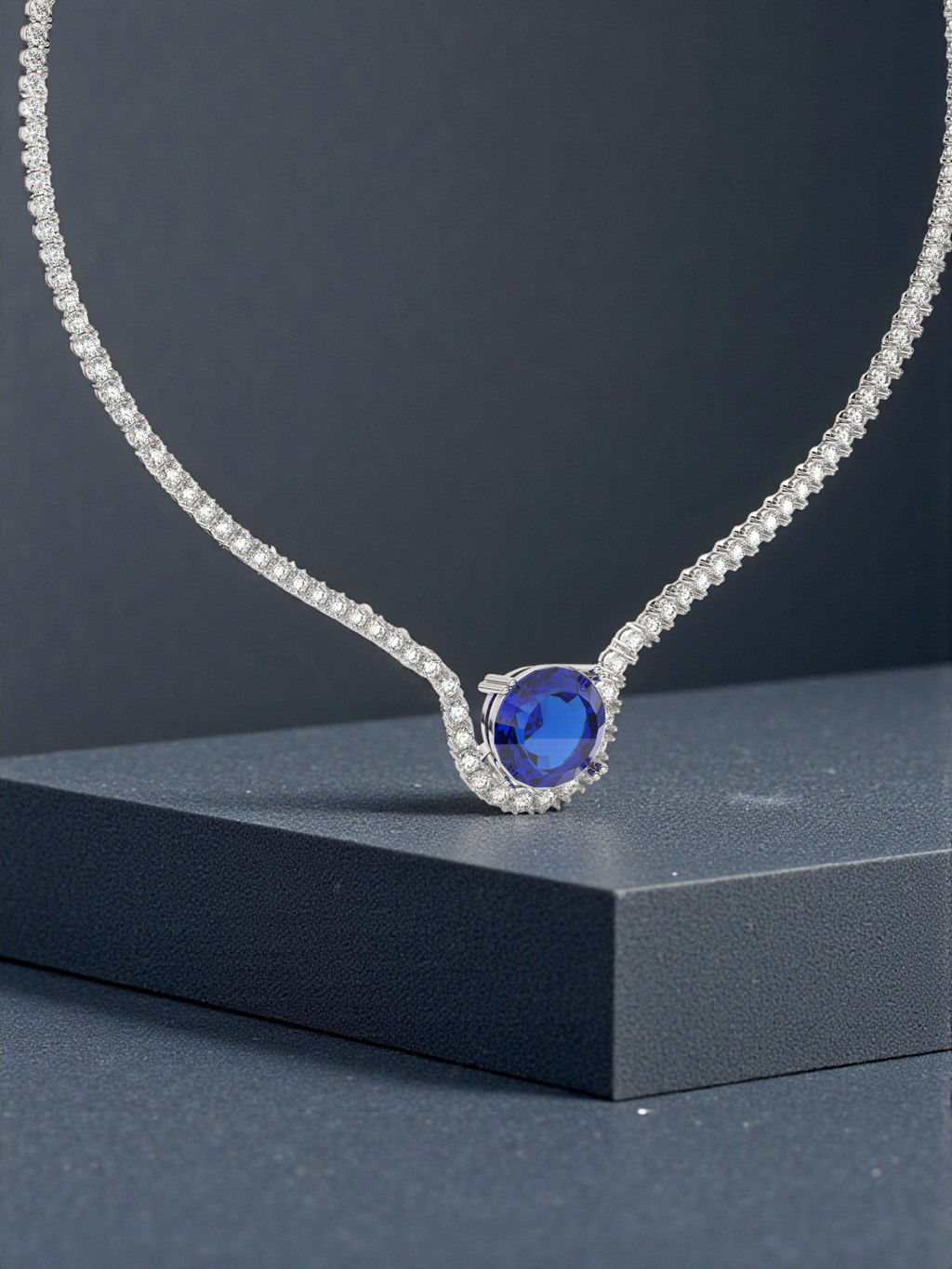 Sapphire Pendant Tennis Necklace