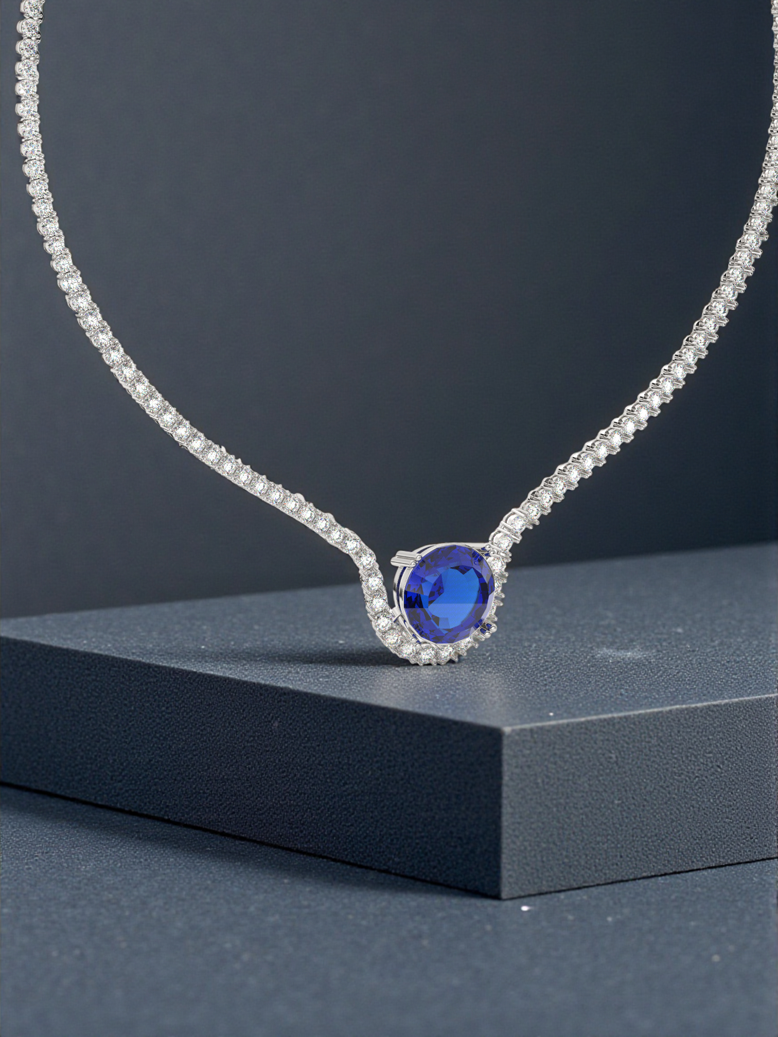 Sapphire Pendant Tennis Necklace
