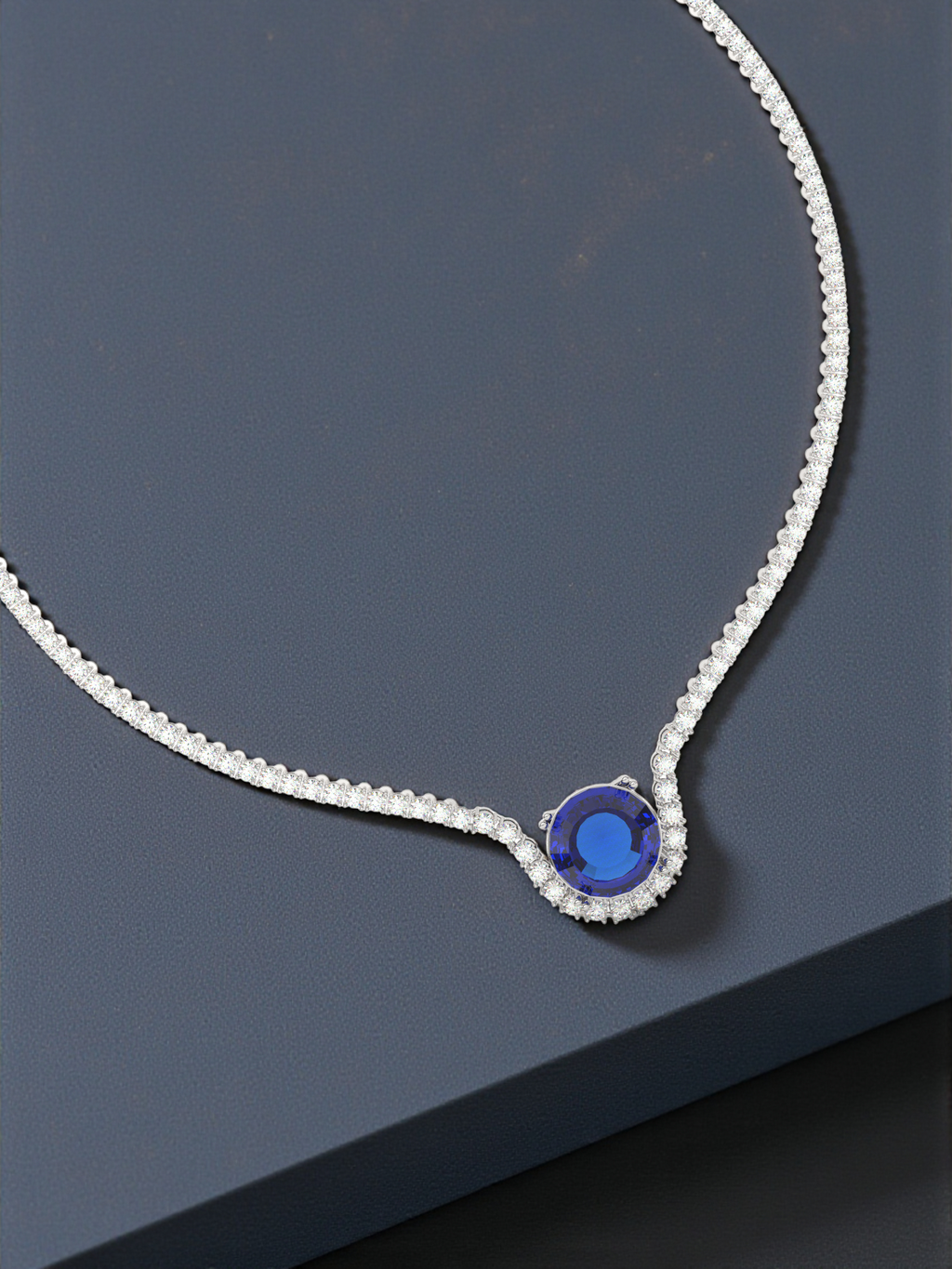 Sapphire Pendant Tennis Necklace