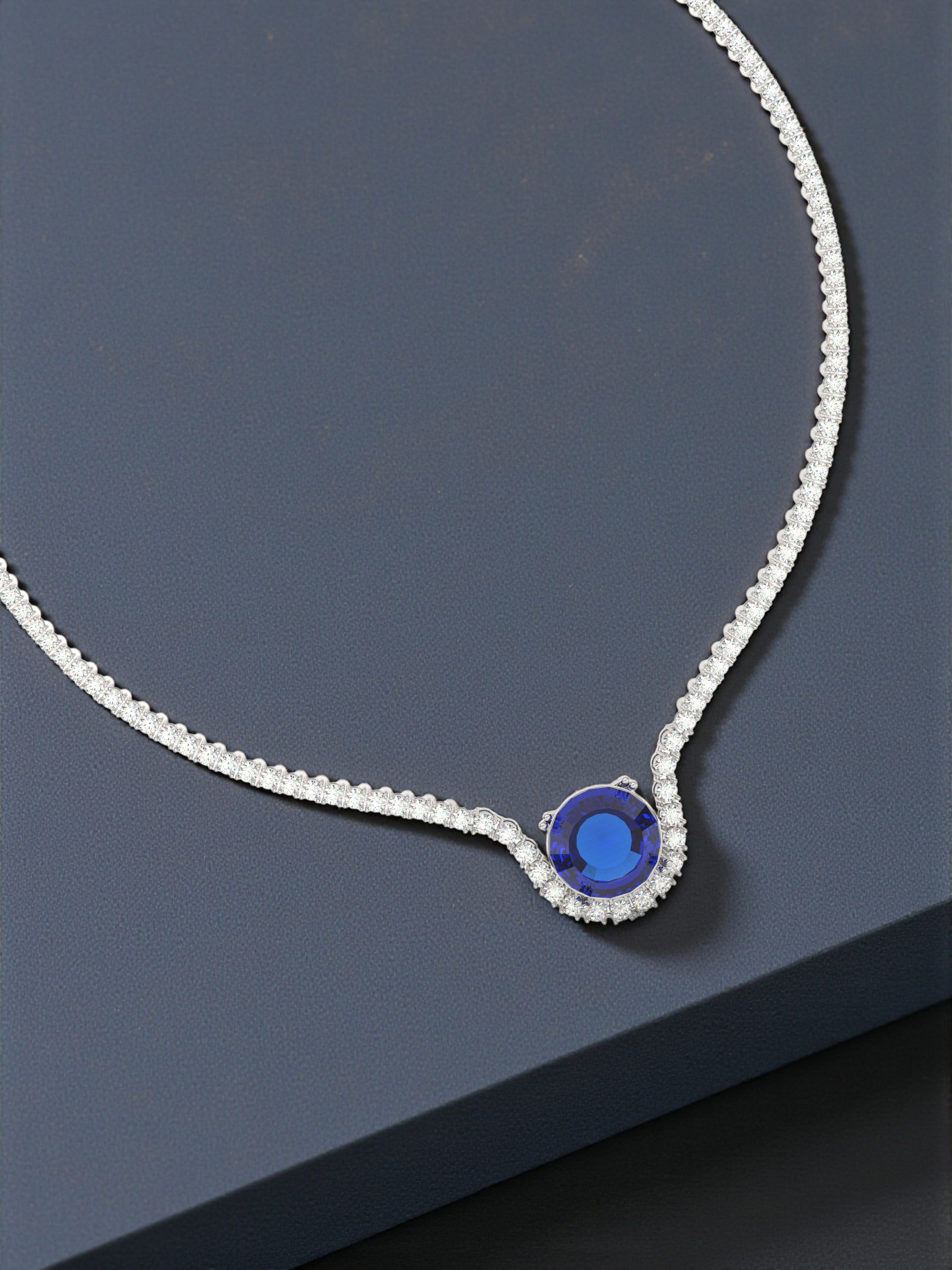 Sapphire Pendant Tennis Necklace